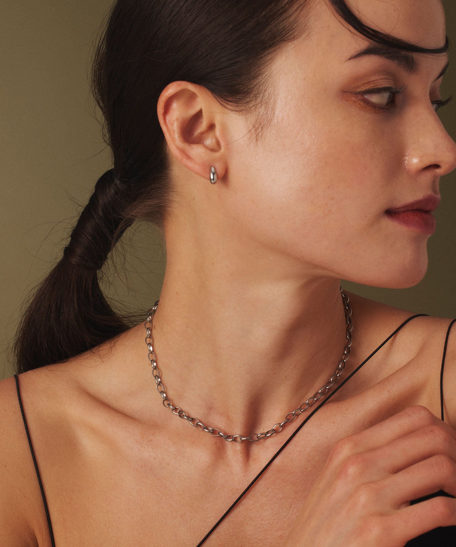 シルバー リングチェーンネックレス 金属アレルギー対応 サージカルステンレス