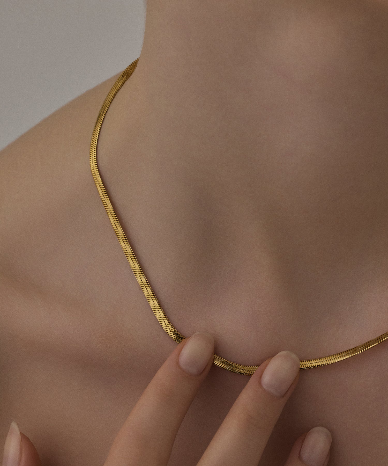 ゴールド 3mmスネークチェーンネックレス 金属アレルギー対応 サージカルステンレス