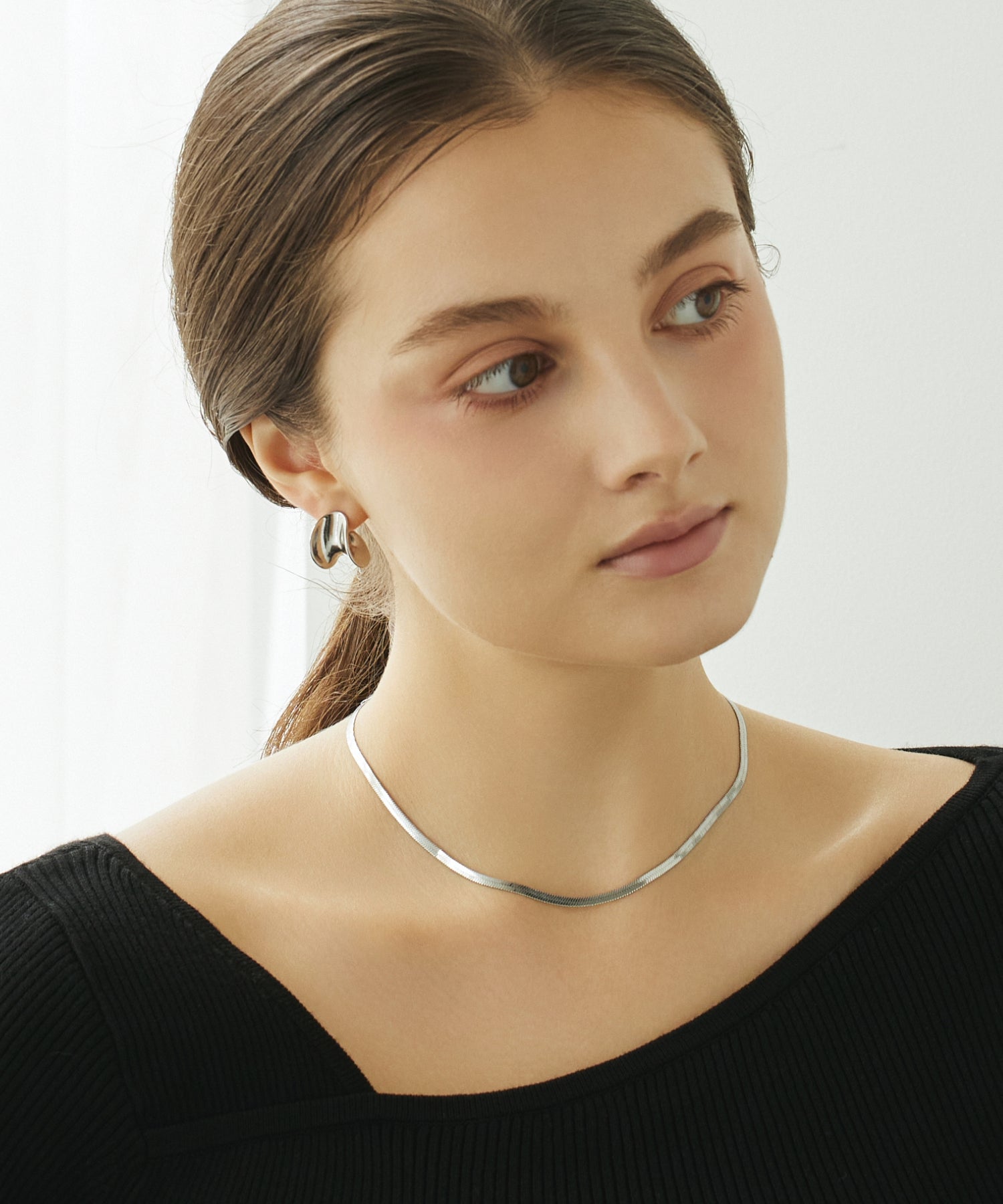 シルバー 3mmスネークチェーンネックレス 金属アレルギー対応 サージカルステンレス