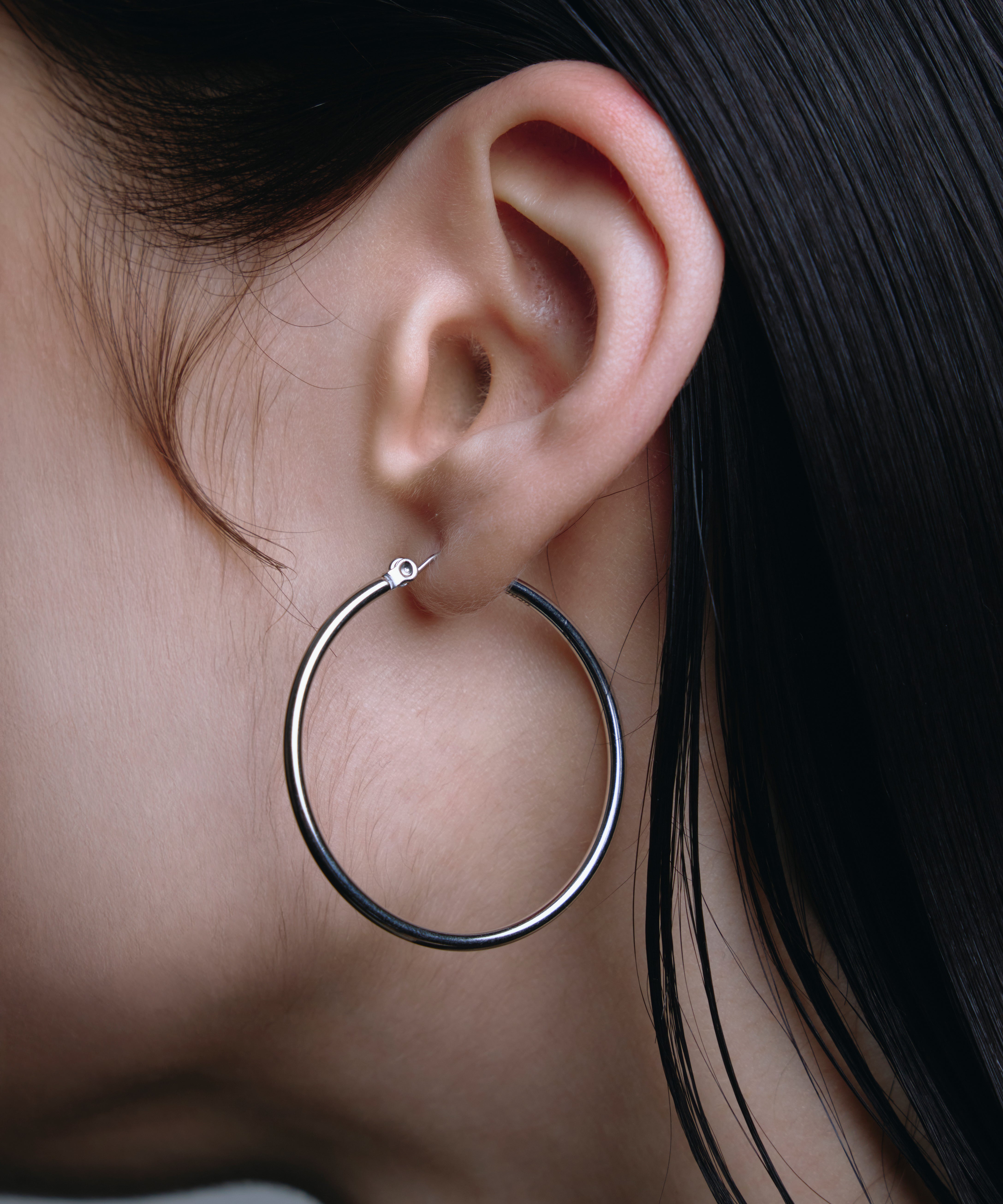 シルバー]ループピアス40mm