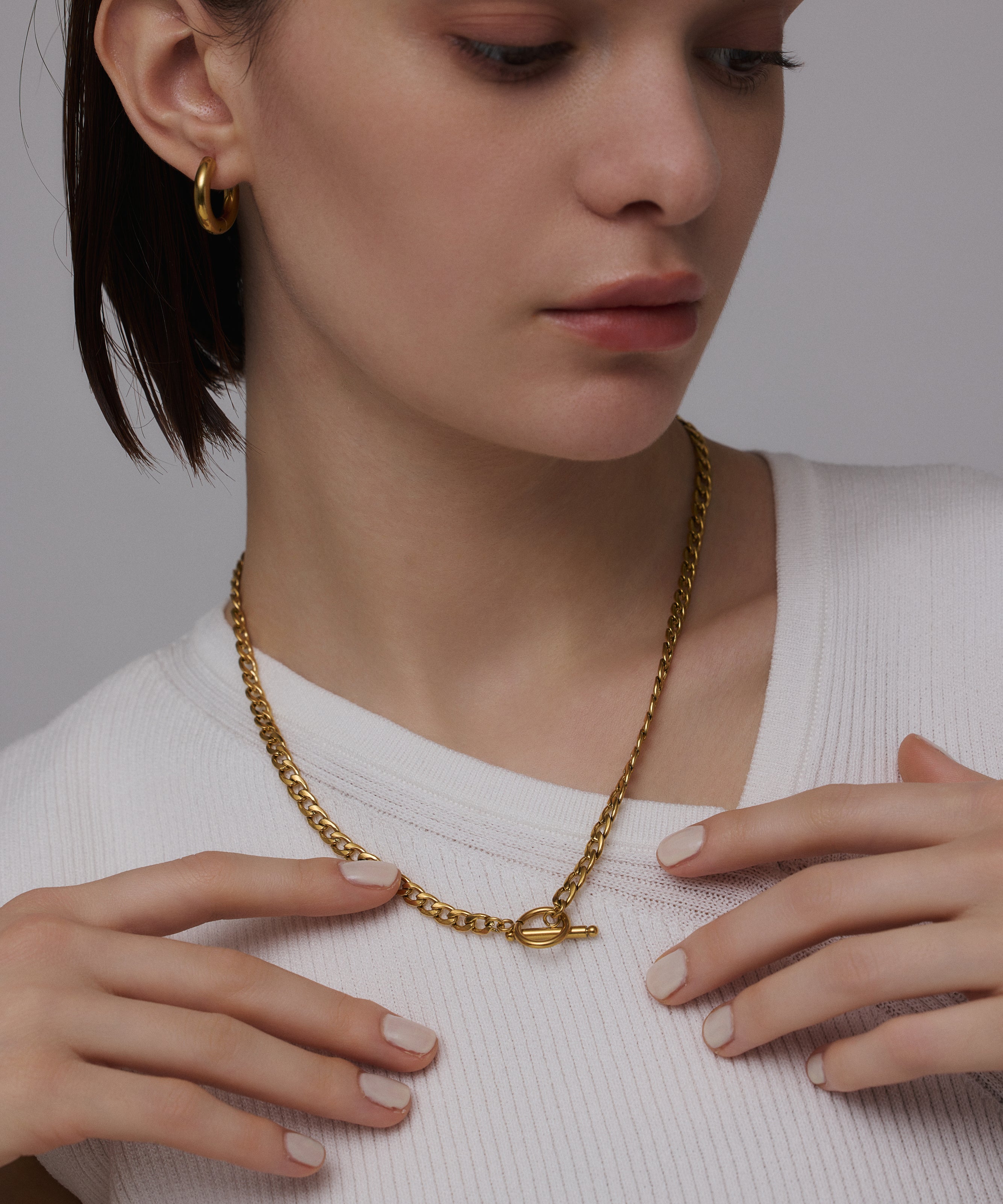 ゴールド アンカーモチーフチェーンネックレス 金属アレルギー対応 サージカルステンレス