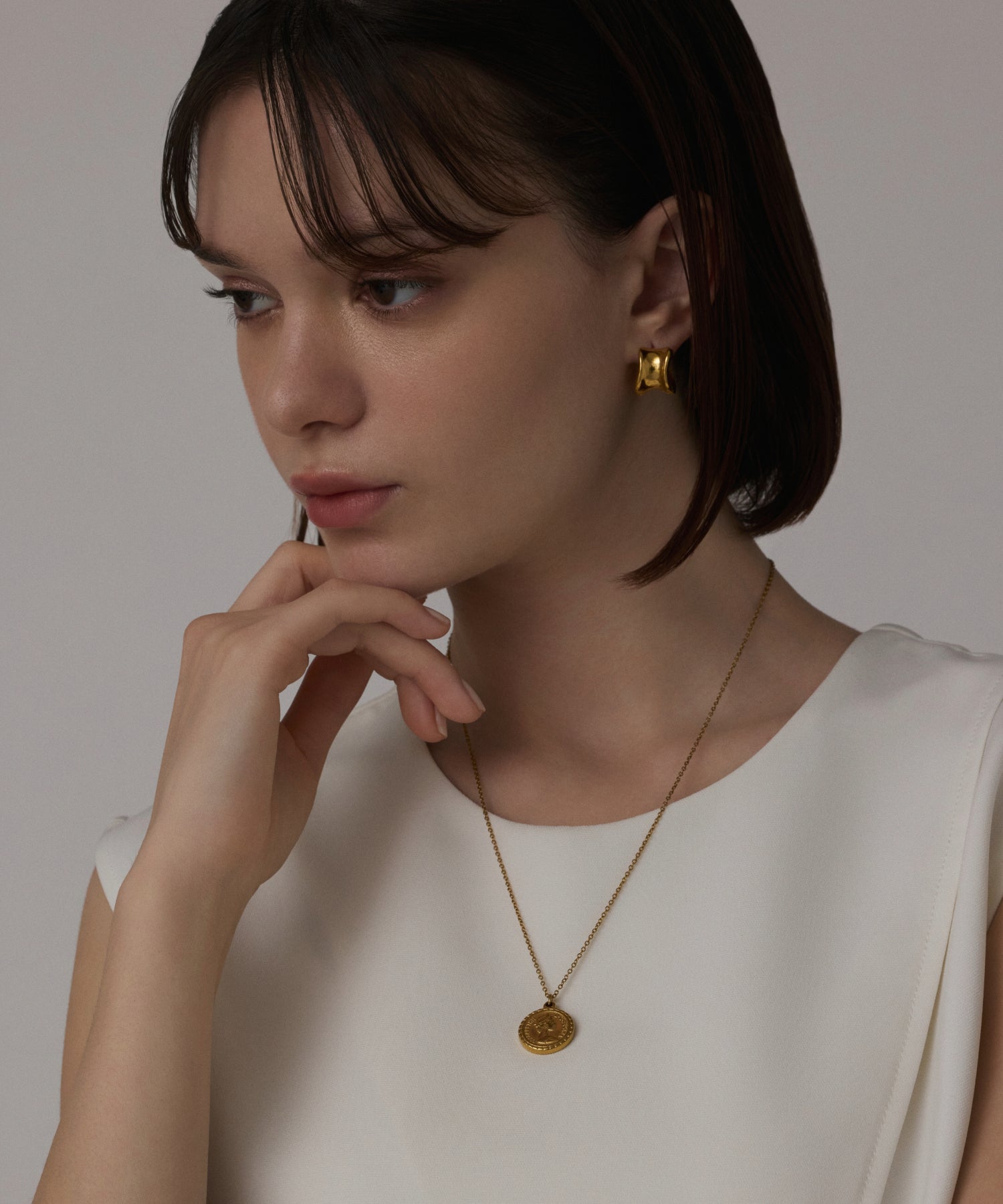 ゴールド エリザベスコインネックレス 金属アレルギー対応 サージカルステンレス