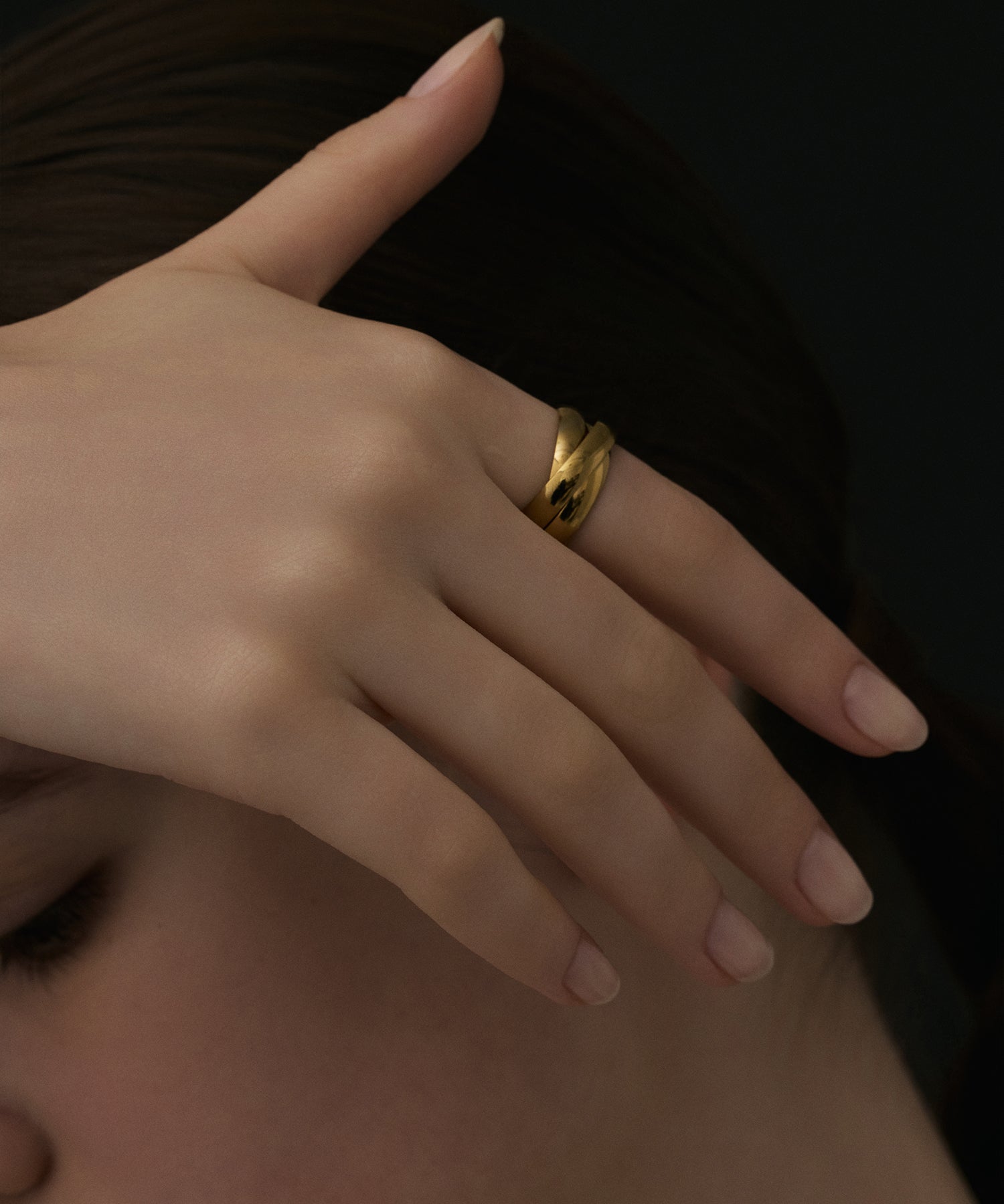 ゴールド トリプルウェブリング 金属アレルギー対応 サージカルステンレス