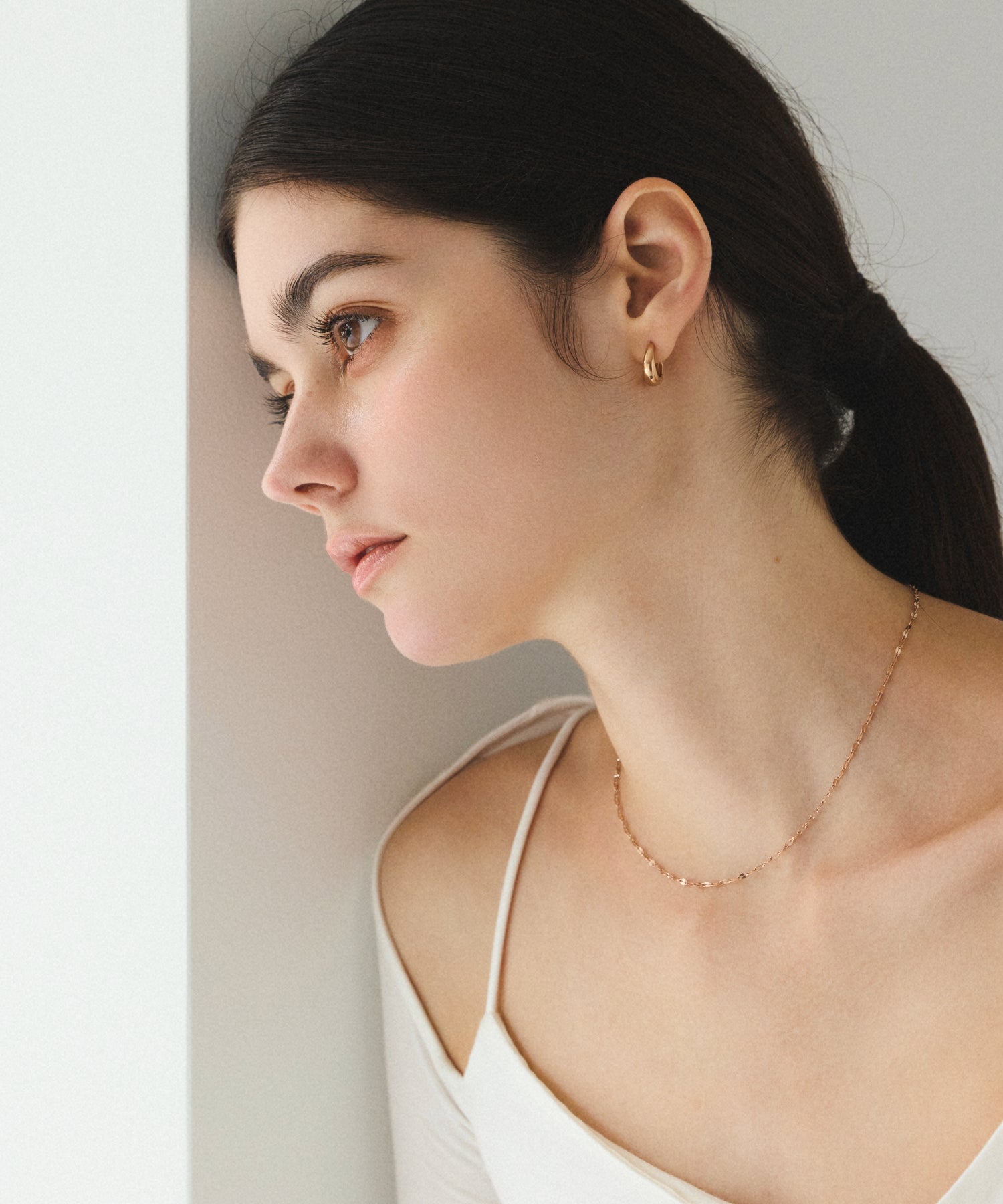 ピンクゴールド ドロップフープピアス 金属アレルギー対応 サージカルステンレス