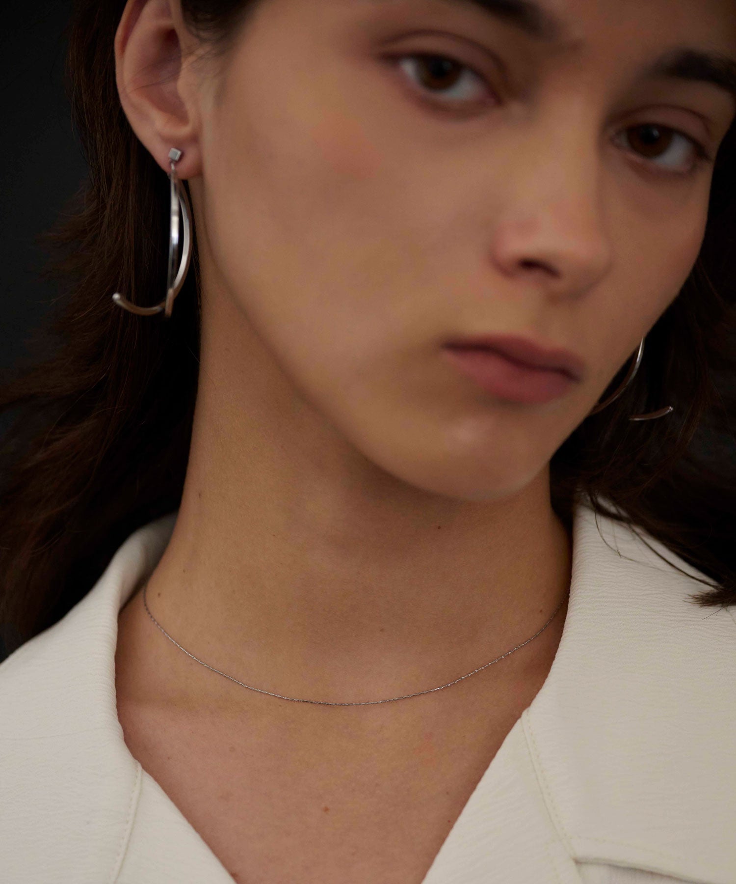 シルバー 0.6mmチェーンネックレス/34cm 金属アレルギー対応 サージカルステンレス