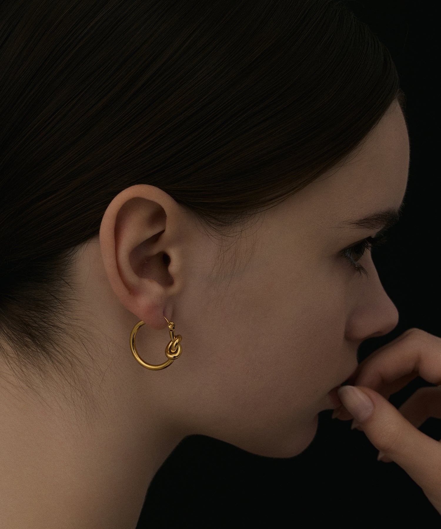 ゴールド ノットフープピアス 金属アレルギー対応 サージカルステンレス