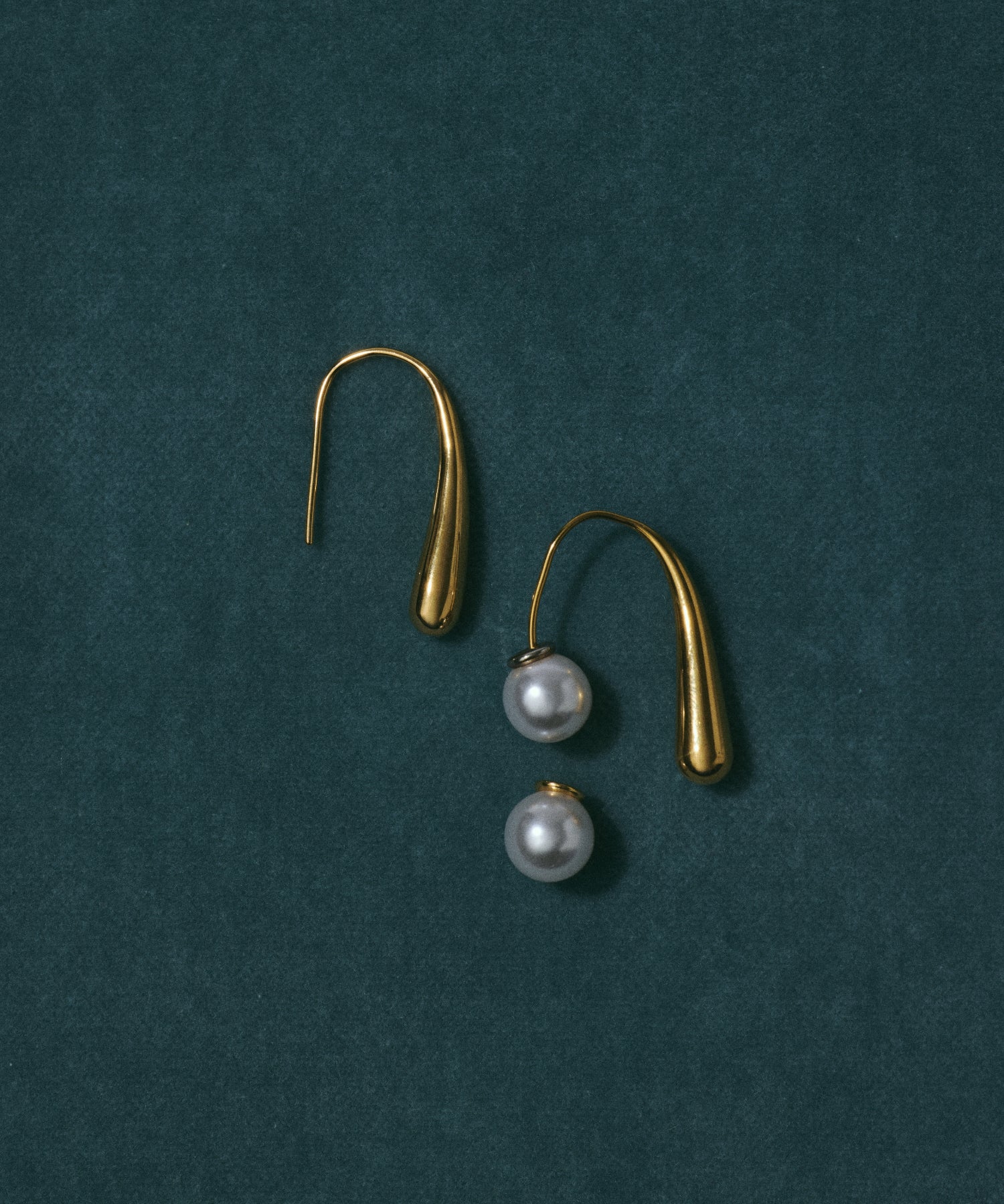 ゴールド 2wayパールアイシクルピアス 金属アレルギー対応 サージカルステンレス