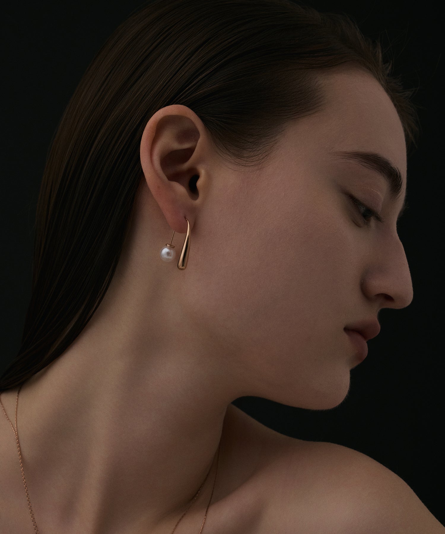 ピンクゴールド 2wayパールアイシクルピアス 金属アレルギー対応 サージカルステンレス