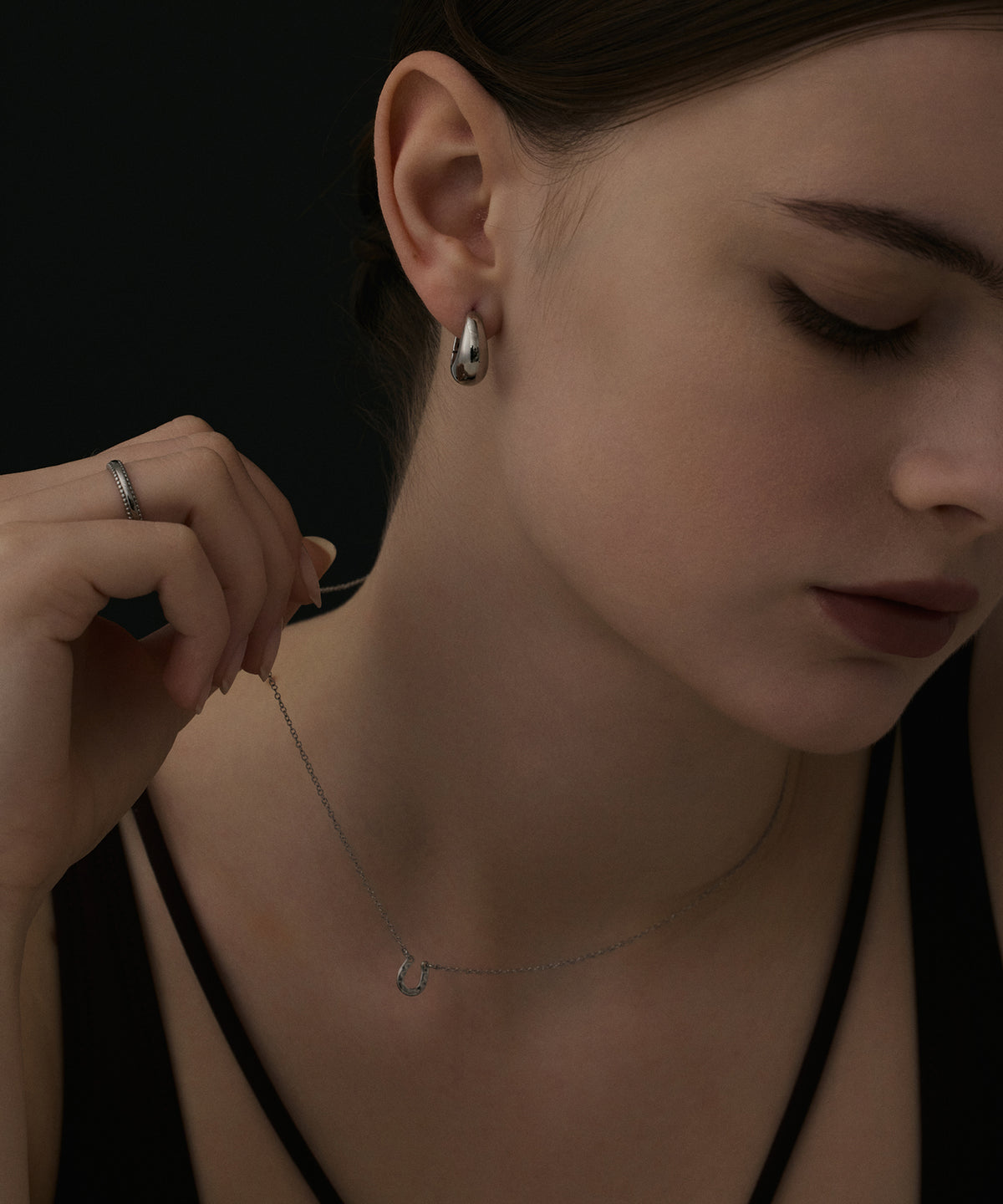 シルバー]ドロップレットピアス