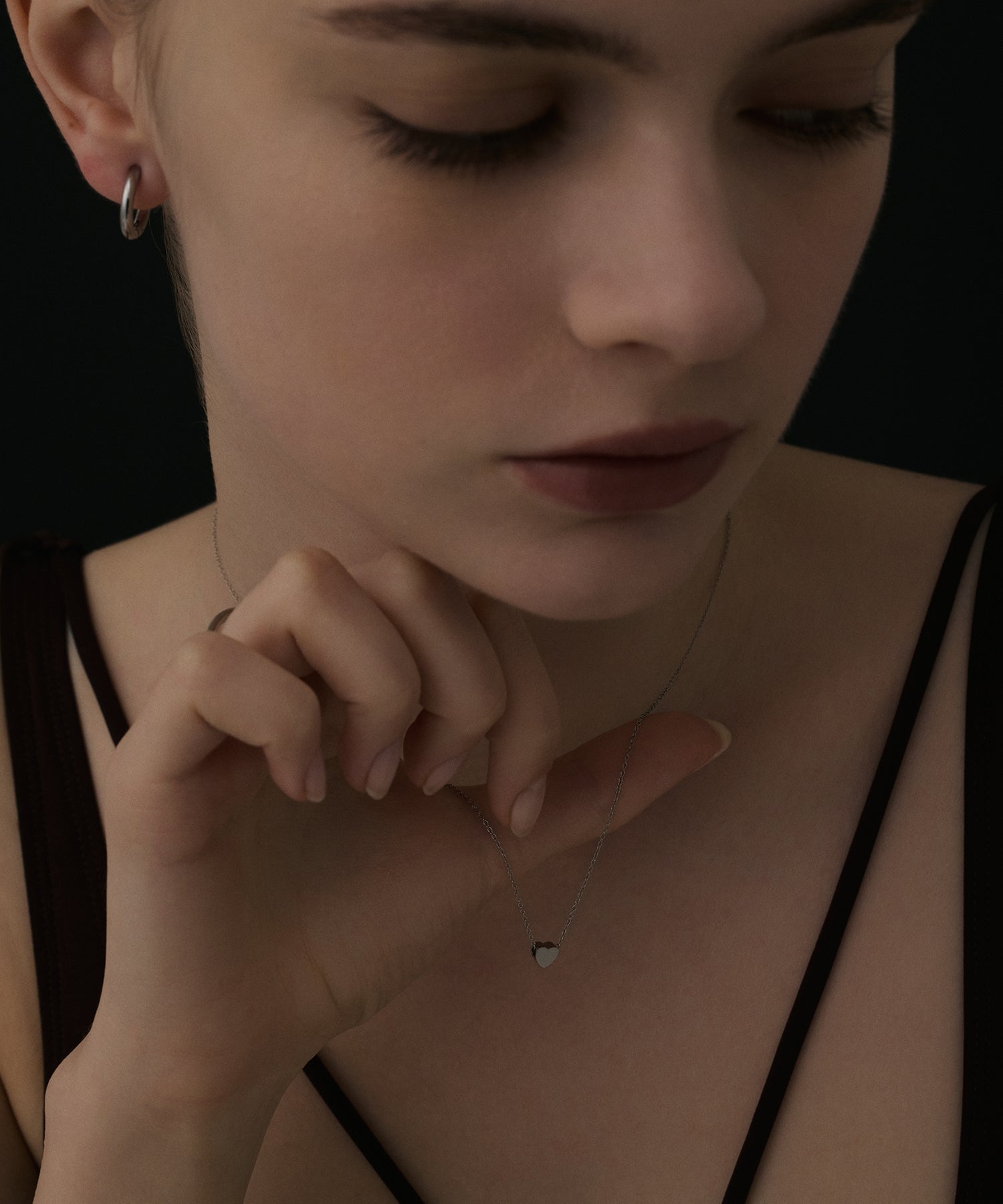 シルバー タイニーハートネックレス 金属アレルギー対応 サージカルステンレス