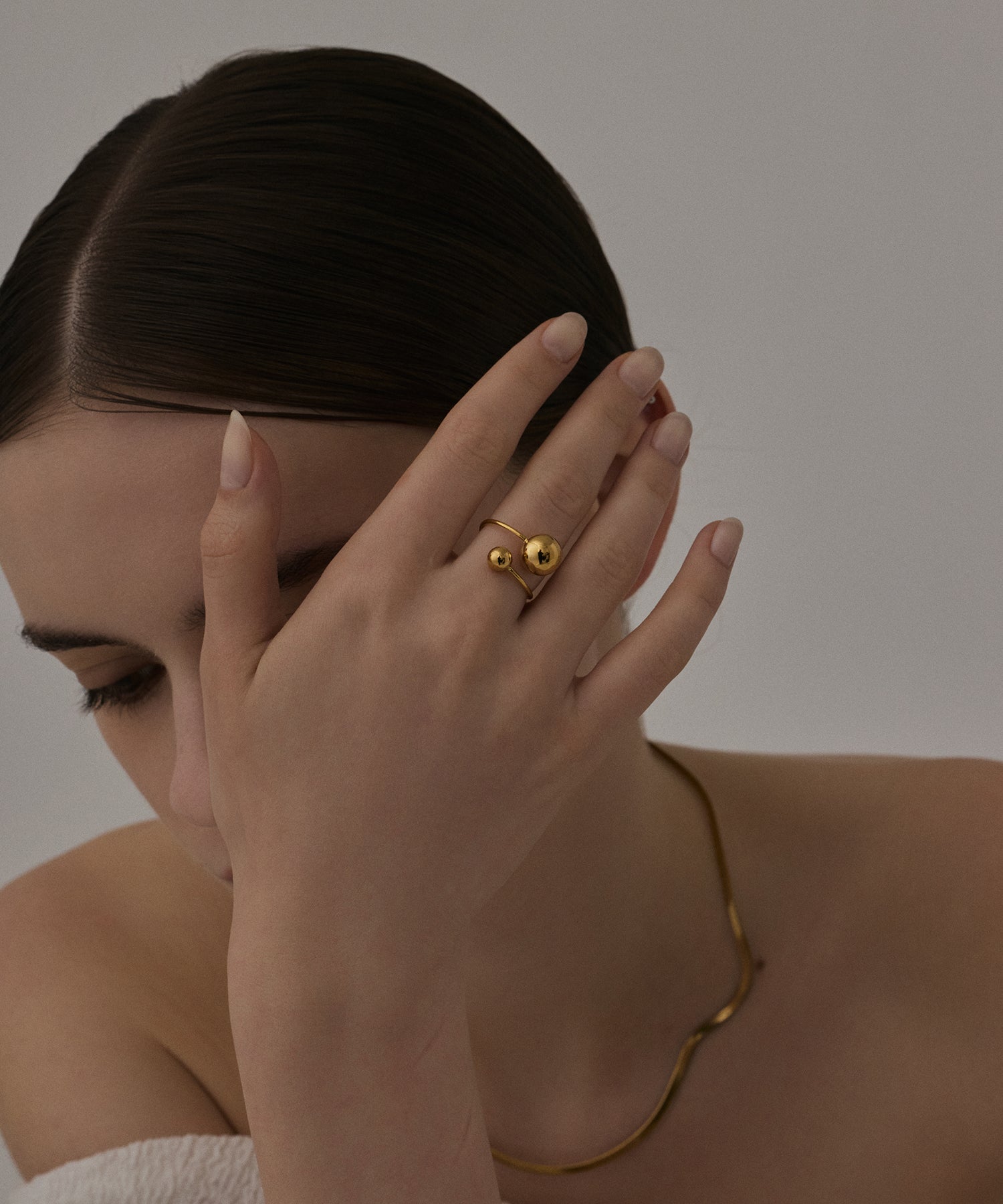 ゴールド ダブルボールリング 金属アレルギー対応 サージカルステンレス