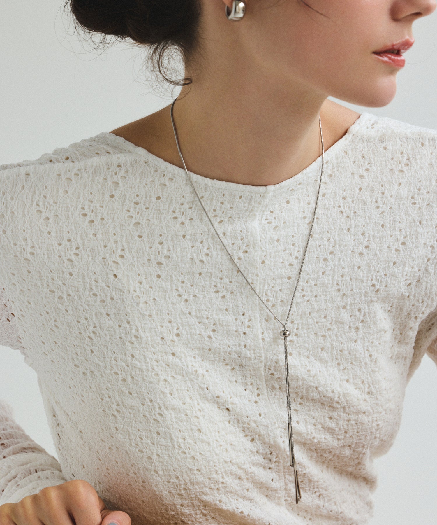 シルバー トライアングルラリエット 金属アレルギー対応 サージカルステンレス