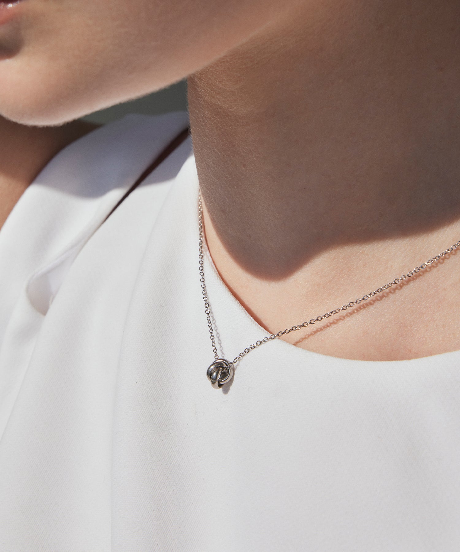 シルバー トリプルリングネックレス 金属アレルギー対応 サージカルステンレス