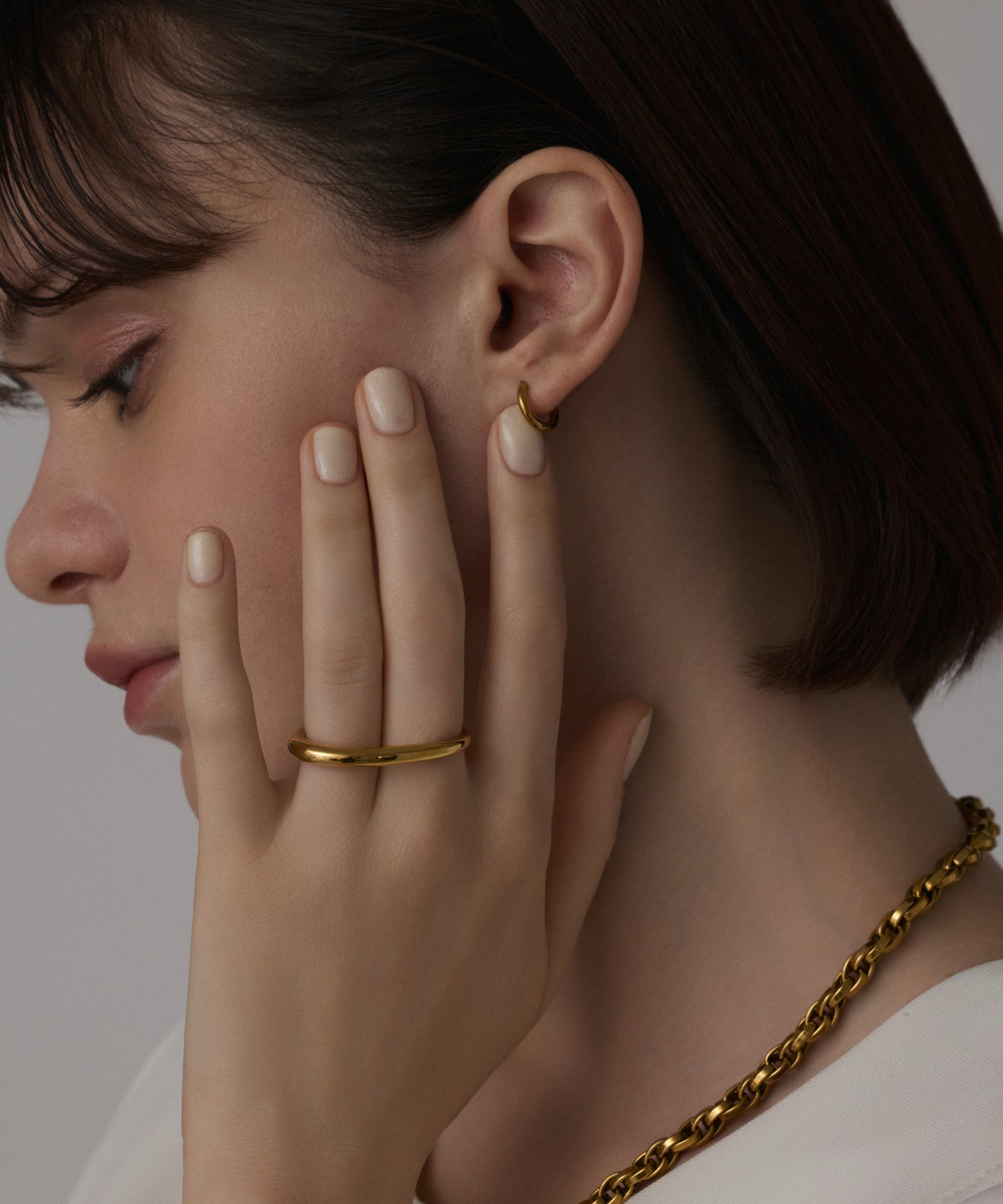 ゴールド ダブルリング 金属アレルギー対応 サージカルステンレス