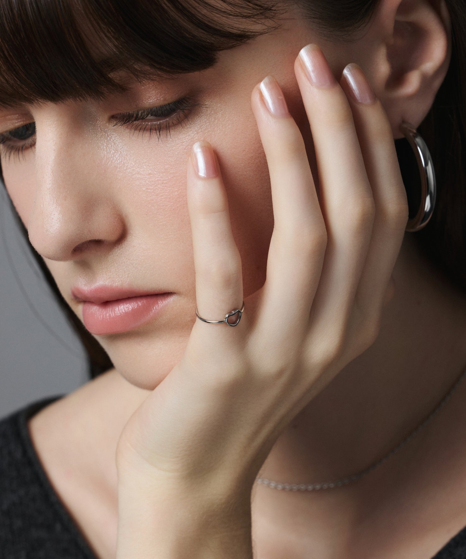 シルバー ハートピンキーリング 金属アレルギー対応 サージカルステンレス