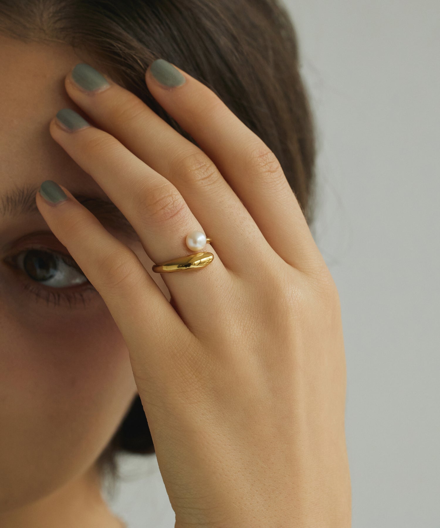 ゴールド ポイントパールリング 金属アレルギー対応 サージカルステンレス