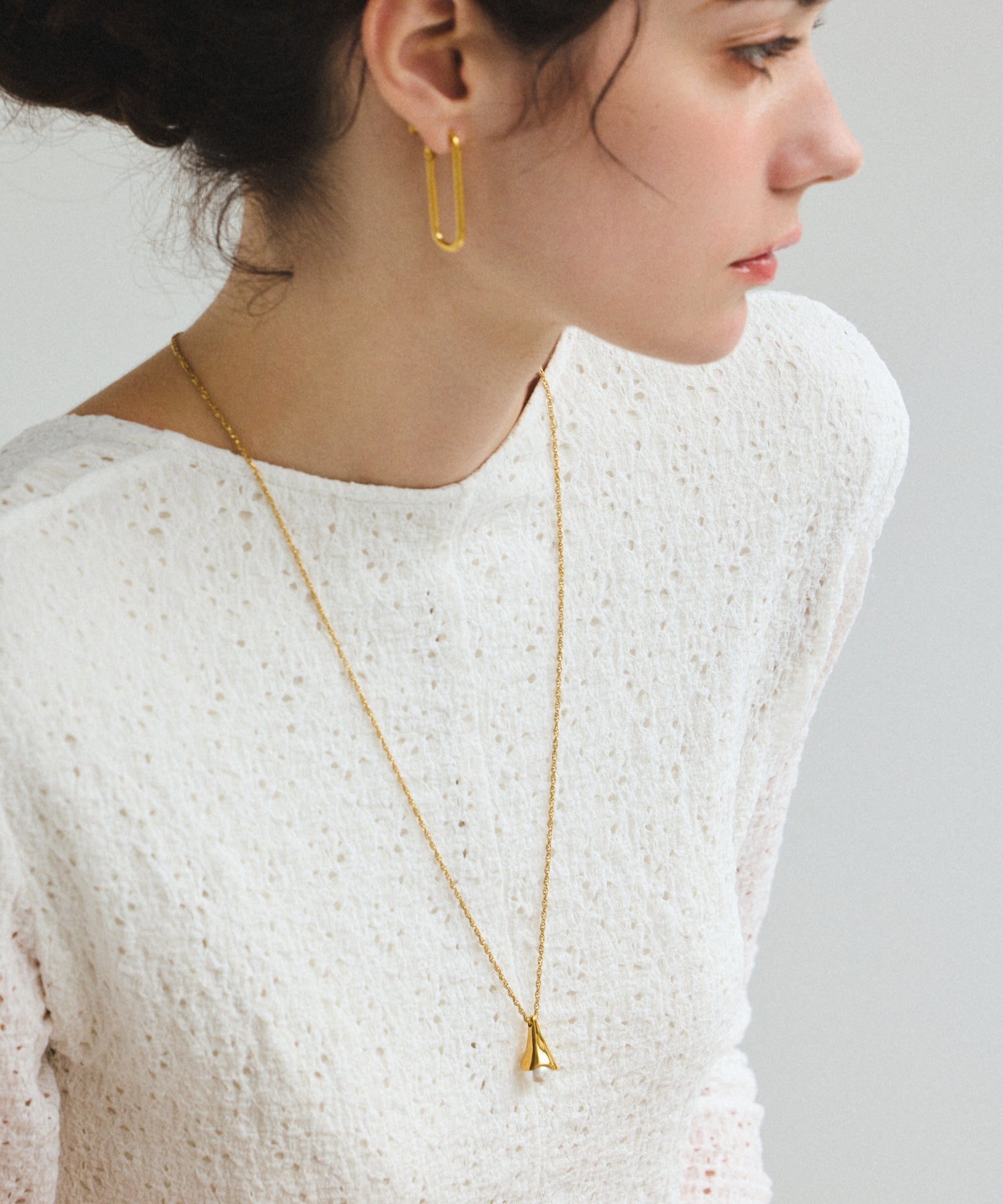 ゴールド ワントップパールネックレス 金属アレルギー対応 サージカルステンレス