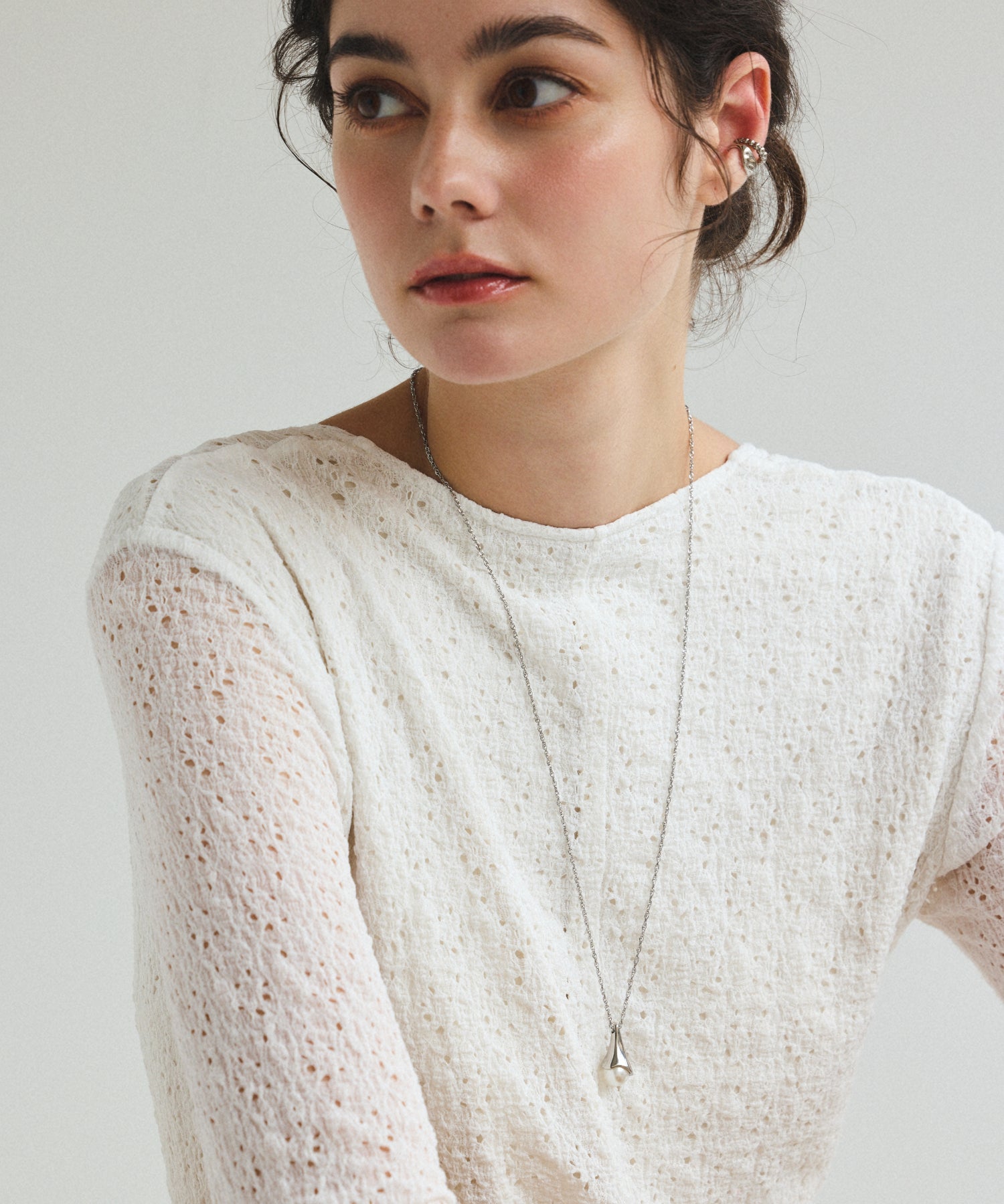 シルバー ワントップパールネックレス 金属アレルギー対応 サージカルステンレス