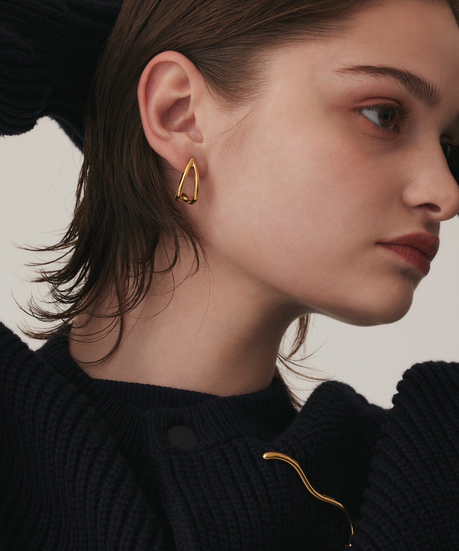 ゴールド ダブルラインドロップピアス 金属アレルギー対応 サージカルステンレス