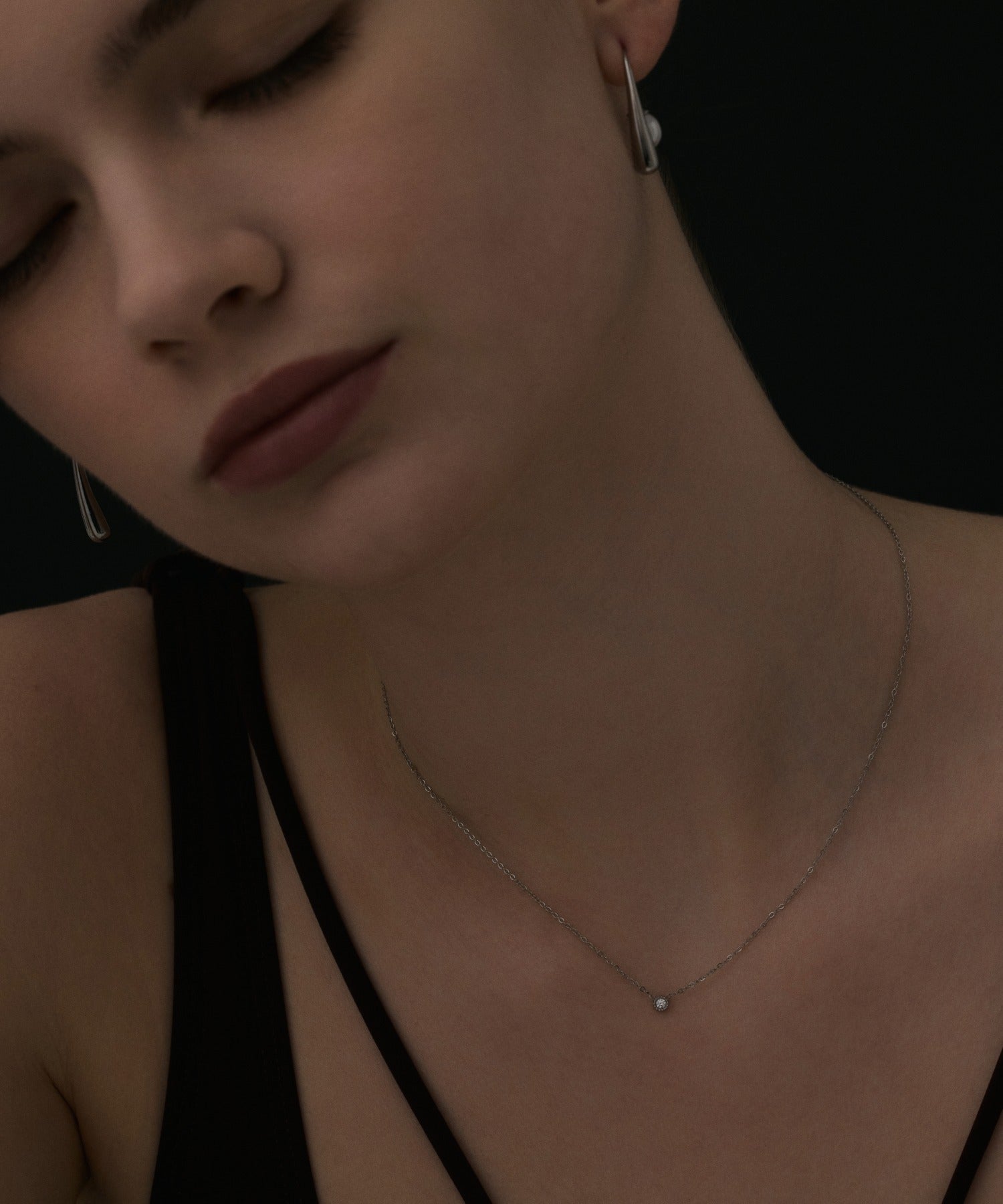 シルバー ジルコニアスライドチェーンネックレス 金属アレルギー対応 サージカルステンレス