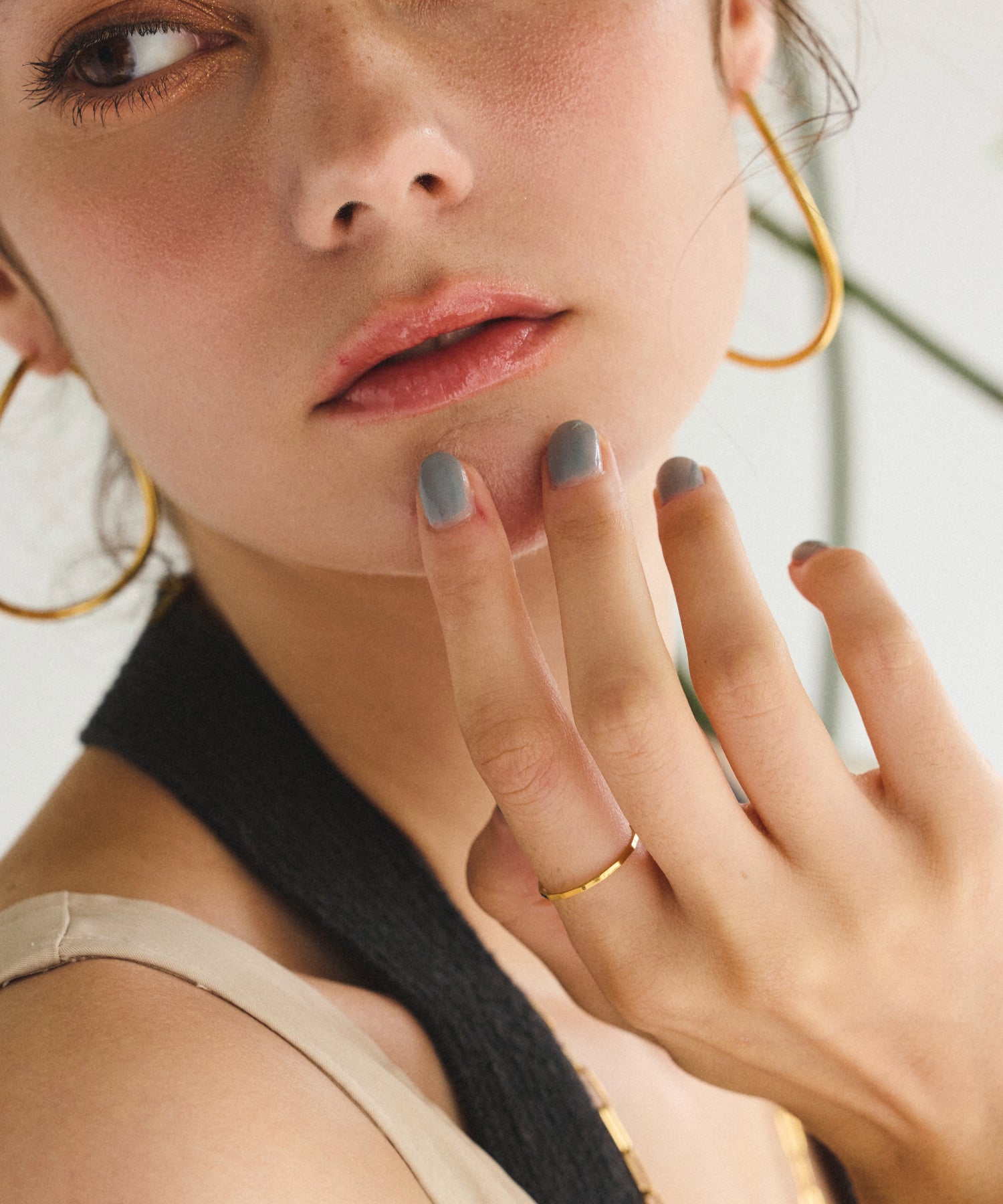 ゴールド スクエアカットリング 金属アレルギー対応 サージカルステンレス