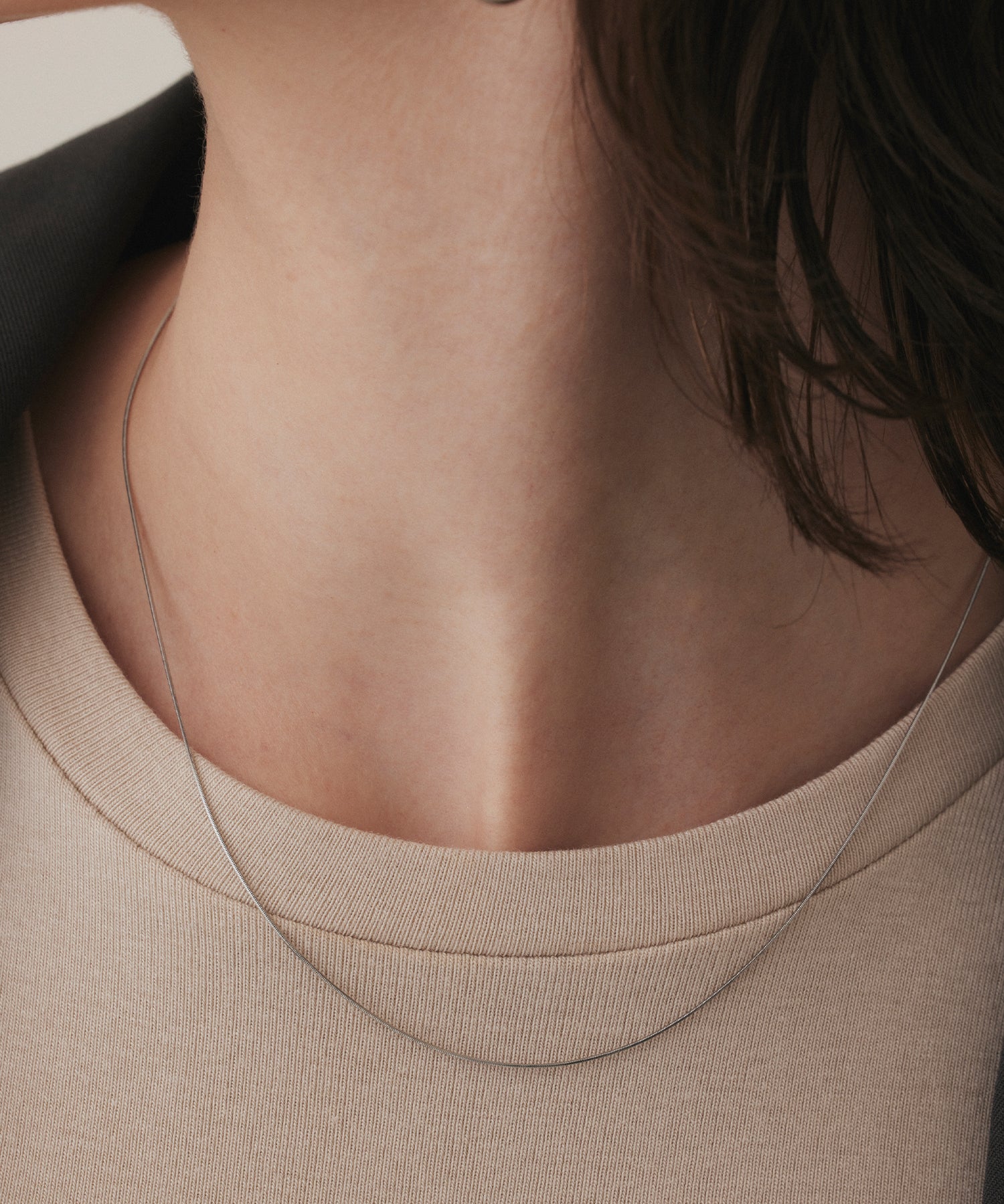 シルバー スクエアスネークスライドチェーンネックレス 金属アレルギー対応 サージカルステンレス