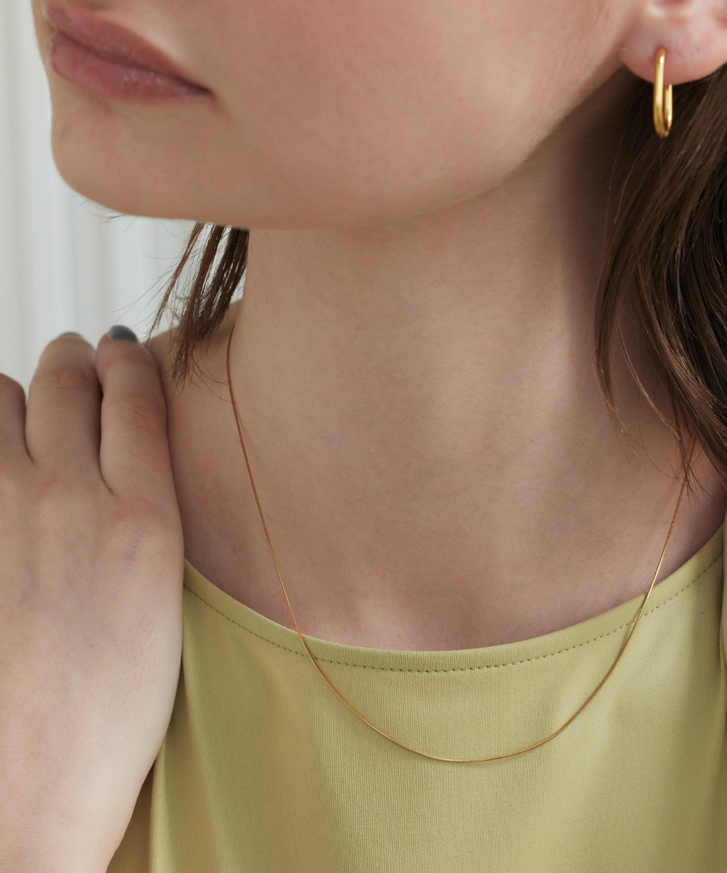 ゴールド スクエアスネークスライドチェーンネックレス 金属アレルギー対応 サージカルステンレス