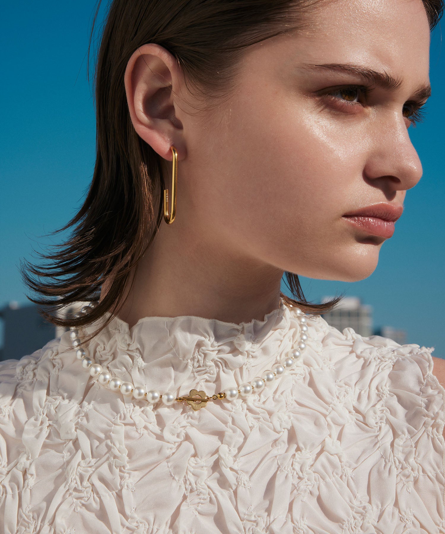 ゴールド デイジーパールネックレス 金属アレルギー対応 サージカルステンレス