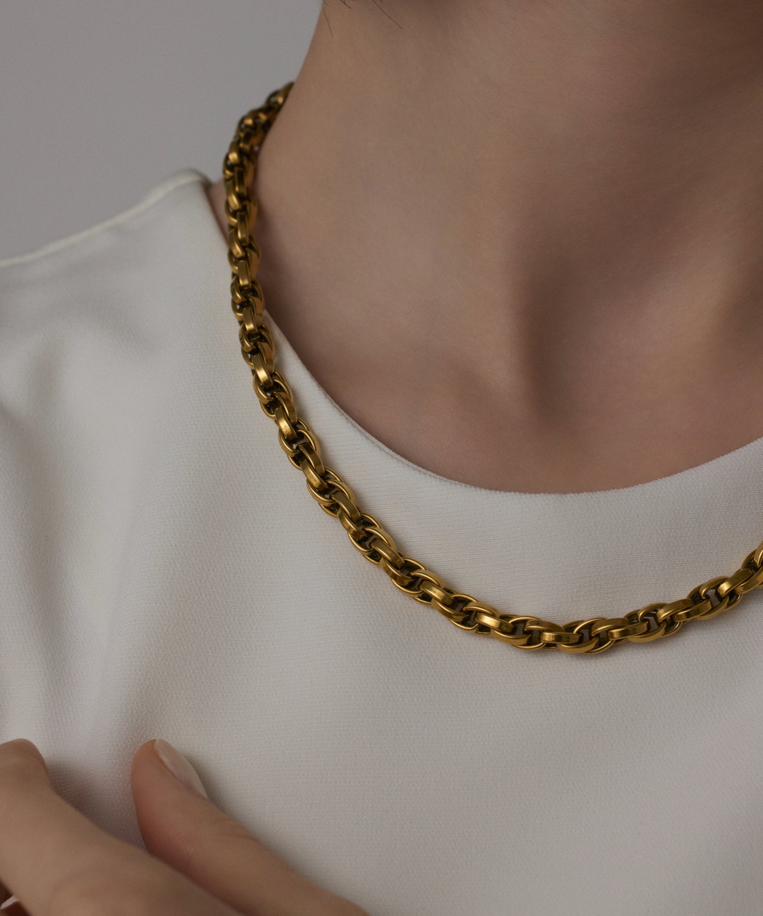 ゴールド ボリュームチェーンネックレス 金属アレルギー対応 サージカルステンレス