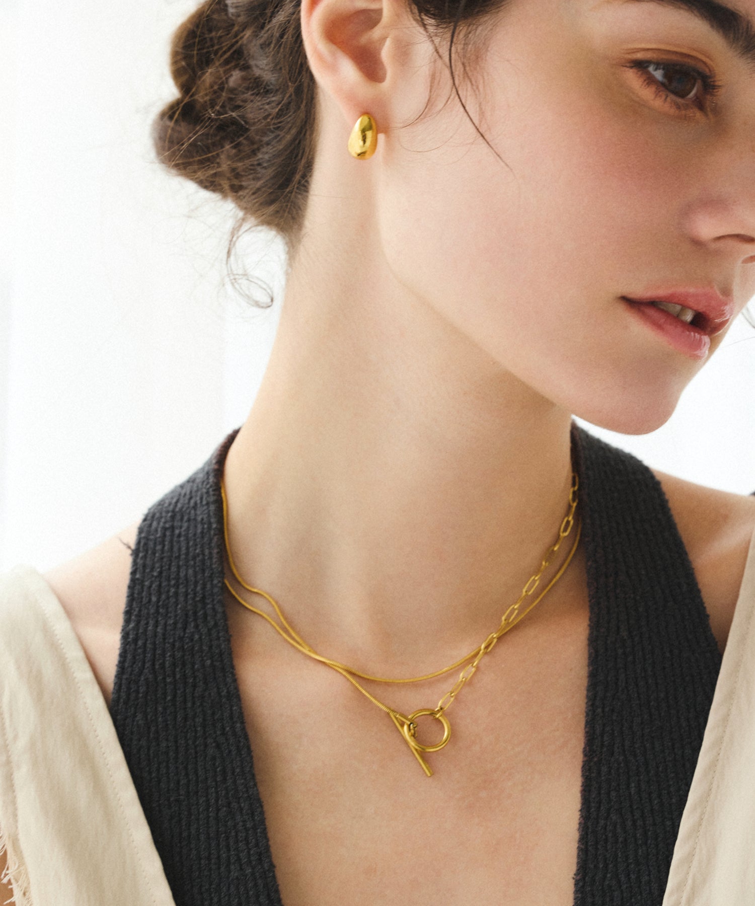 ゴールド マルチWAYロングチェーンネックレス 金属アレルギー対応 サージカルステンレス