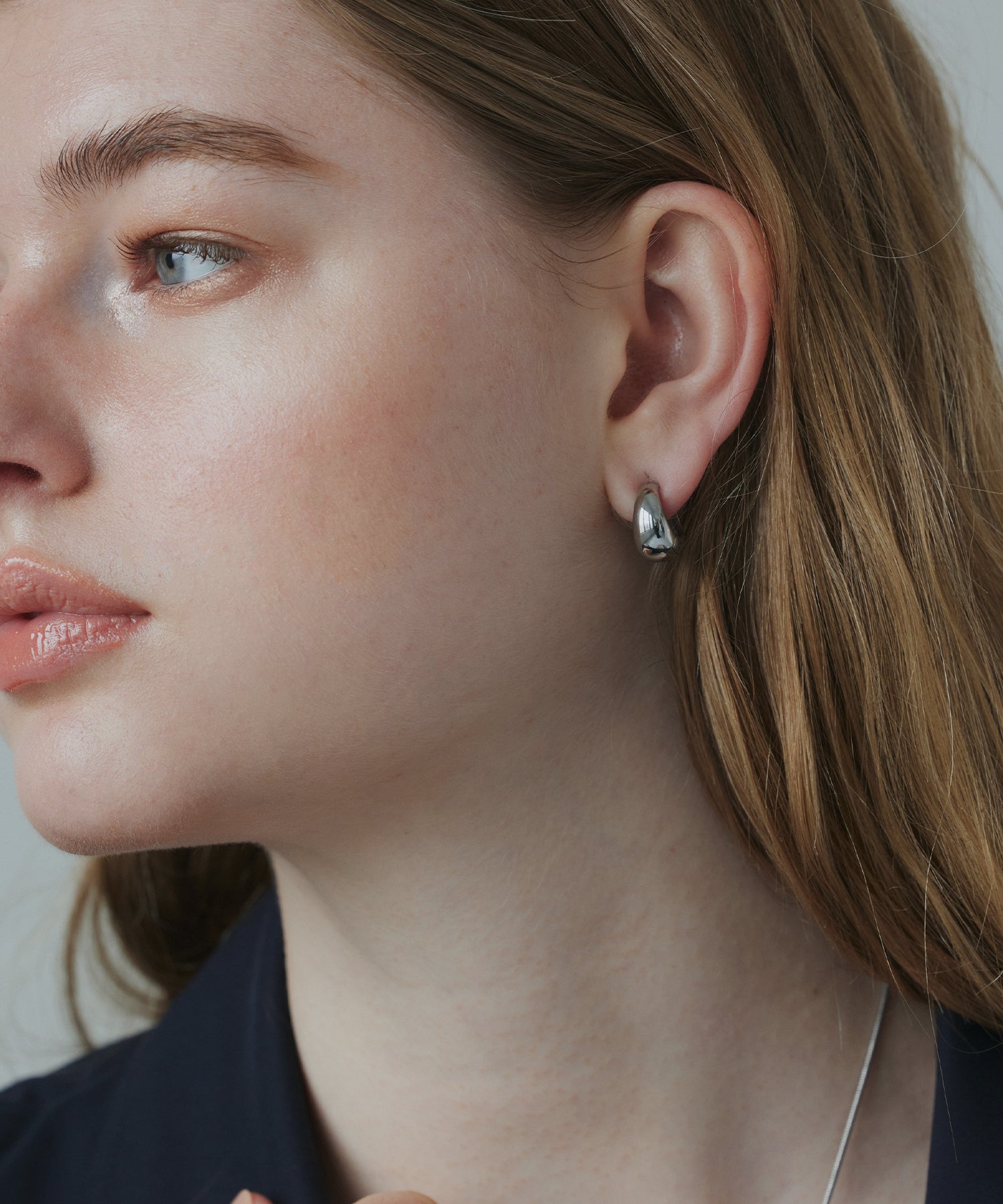 シルバー プランプイヤリング 金属アレルギー対応 サージカルステンレス