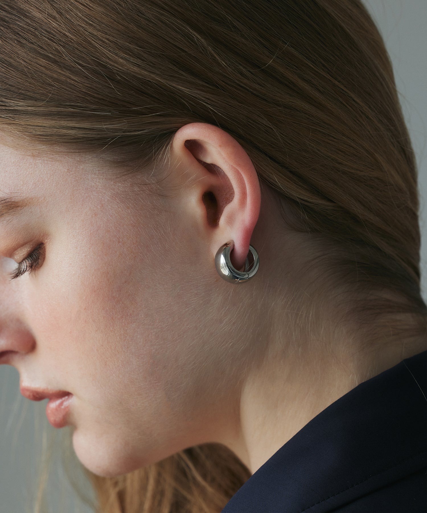 シルバー ラウンドクリップイヤリング 金属アレルギー対応 サージカルステンレス