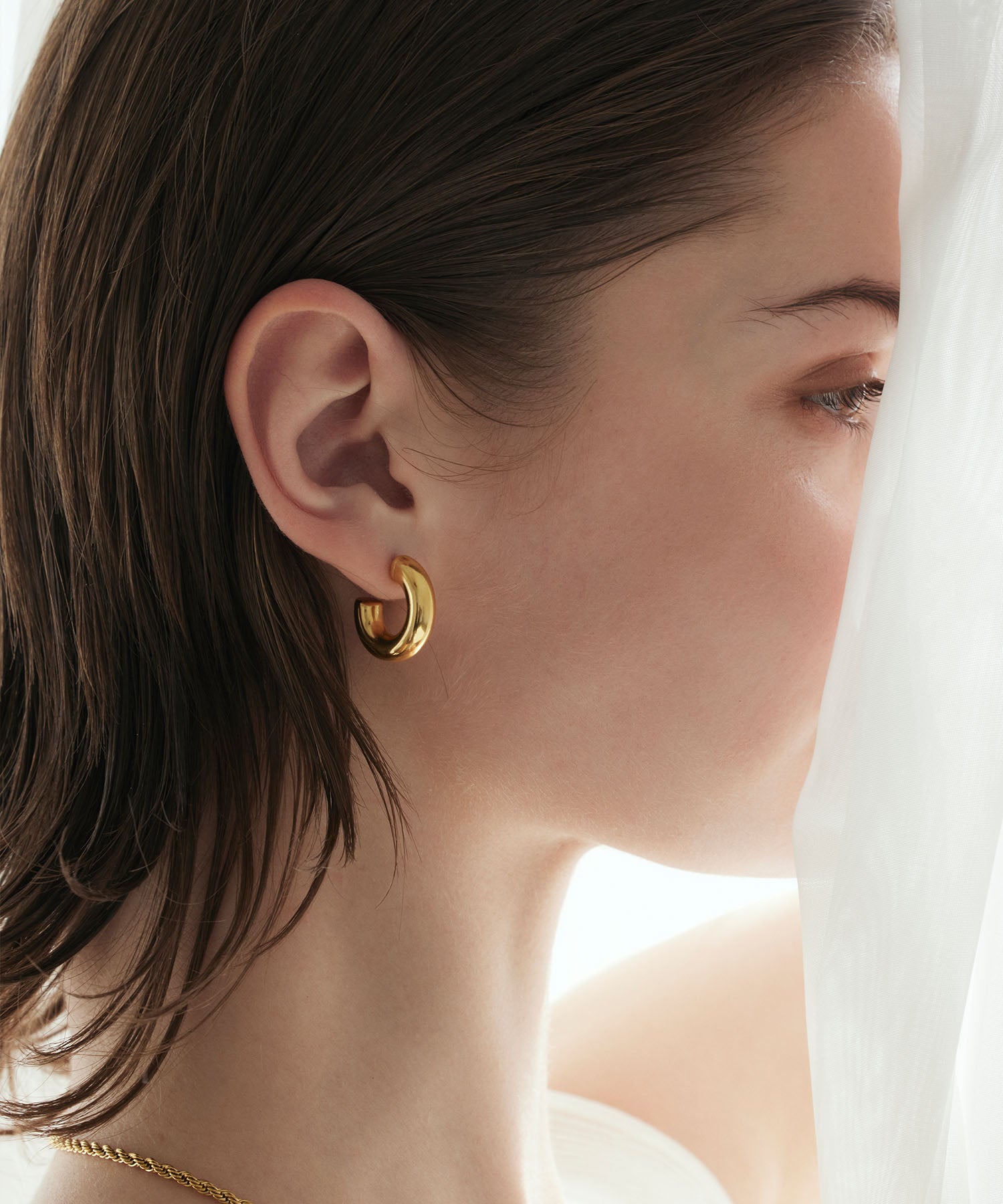 ゴールド ボリュームシィクフープピアス 金属アレルギー対応 サージカルステンレス