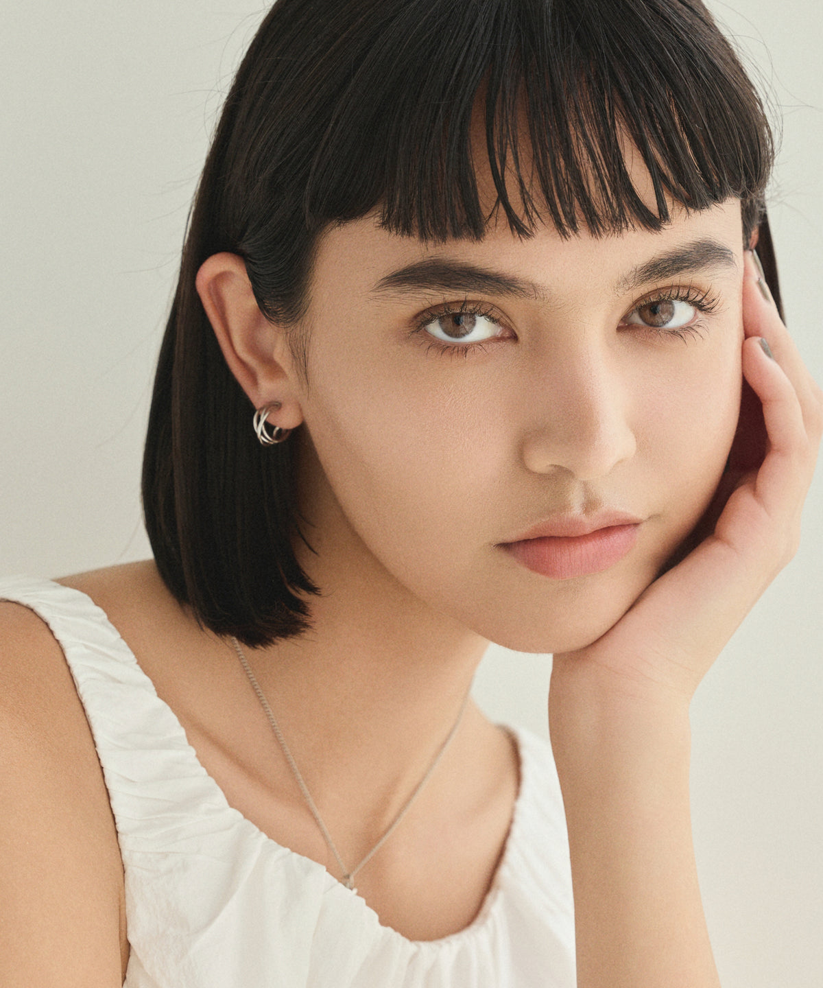 シルバー]トリプルラインフープピアス