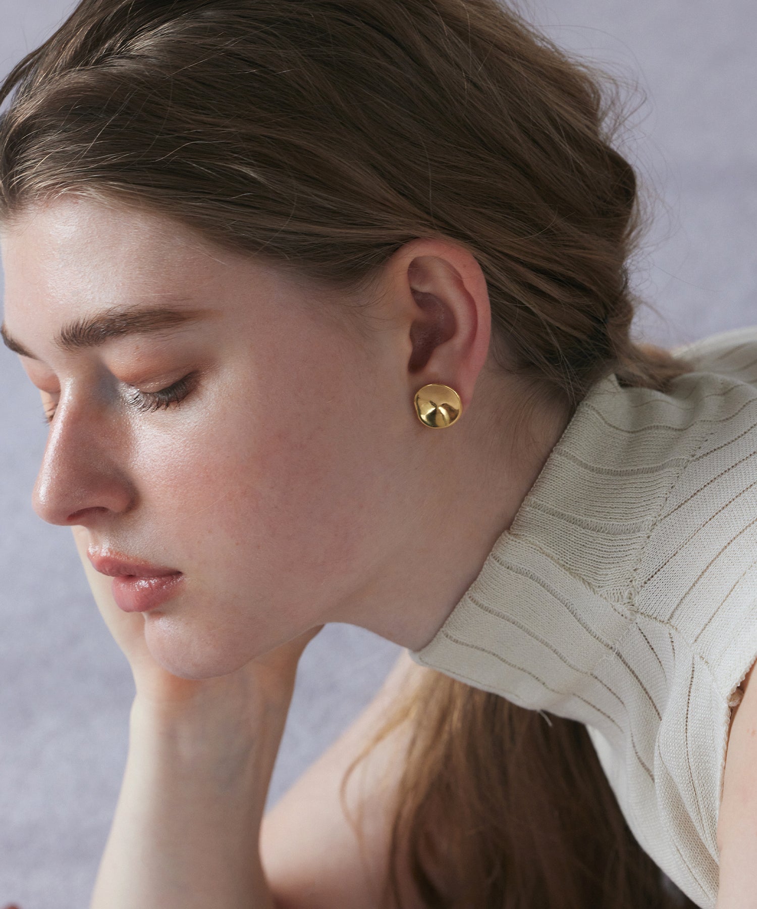 【Self-Portrait】フェイクパール装飾ゴールドプレート◇ピアス チャイナ ブレード フープ ピアス（ピアス（両耳用））｜GOLDY