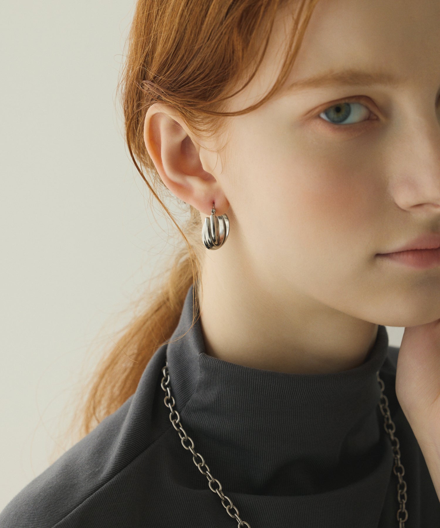 シルバー トリプルウェブフープピアス 金属アレルギー対応 サージカルステンレス