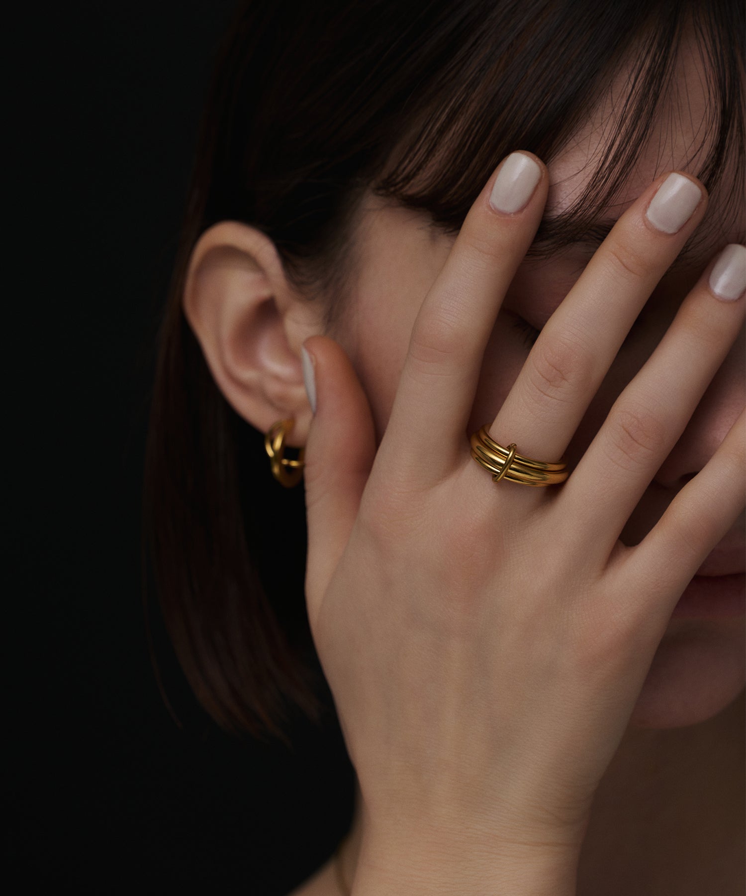 ゴールド トリプルコネクトリング 金属アレルギー対応 サージカルステンレス