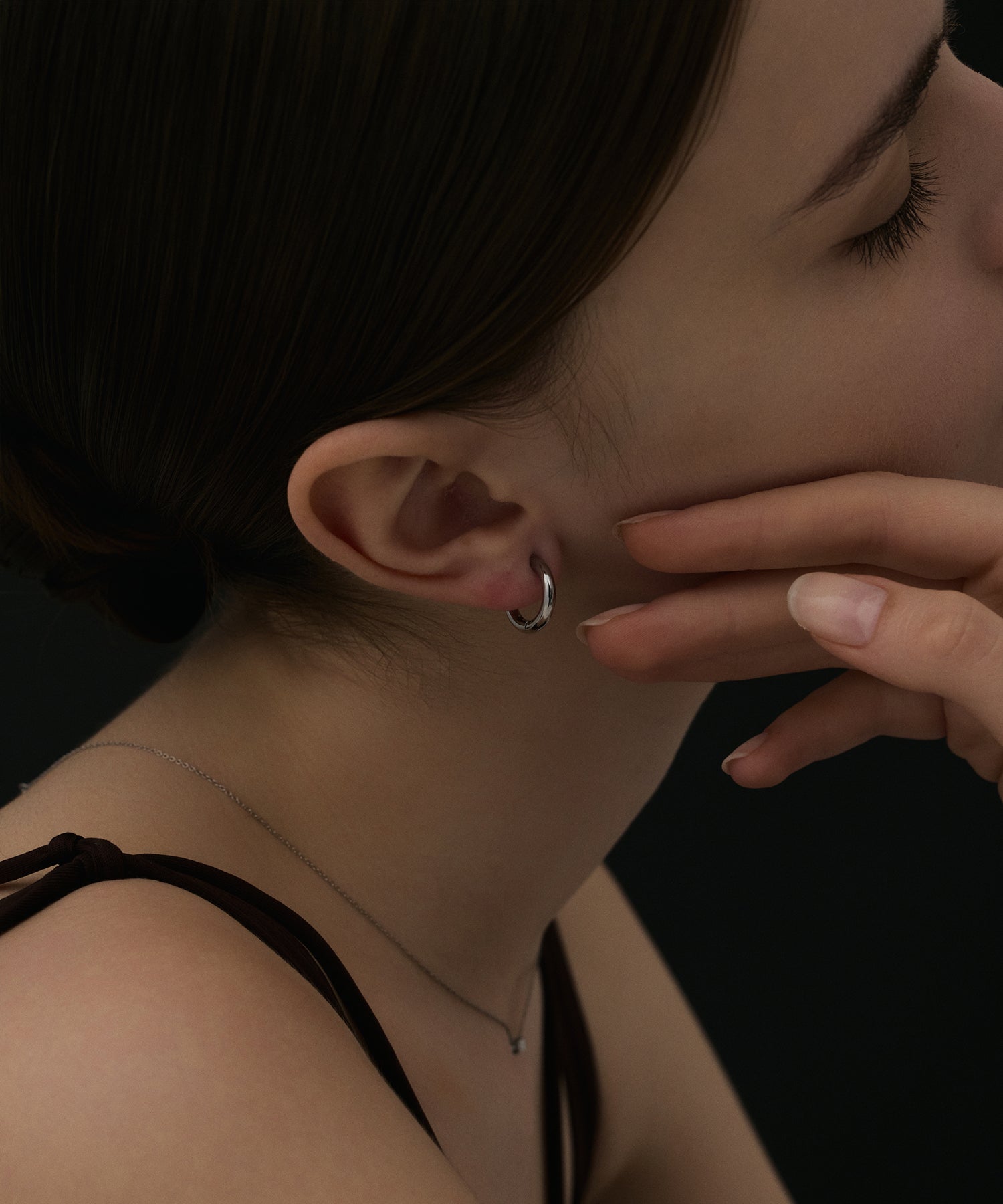 シルバー ワンタッチループイヤリング(small) 金属アレルギー対応 サージカルステンレス