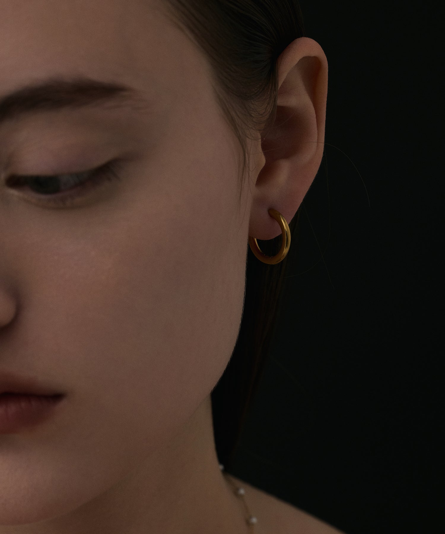 ゴールド ワンタッチループイヤリング(medium) 金属アレルギー対応 サージカルステンレス