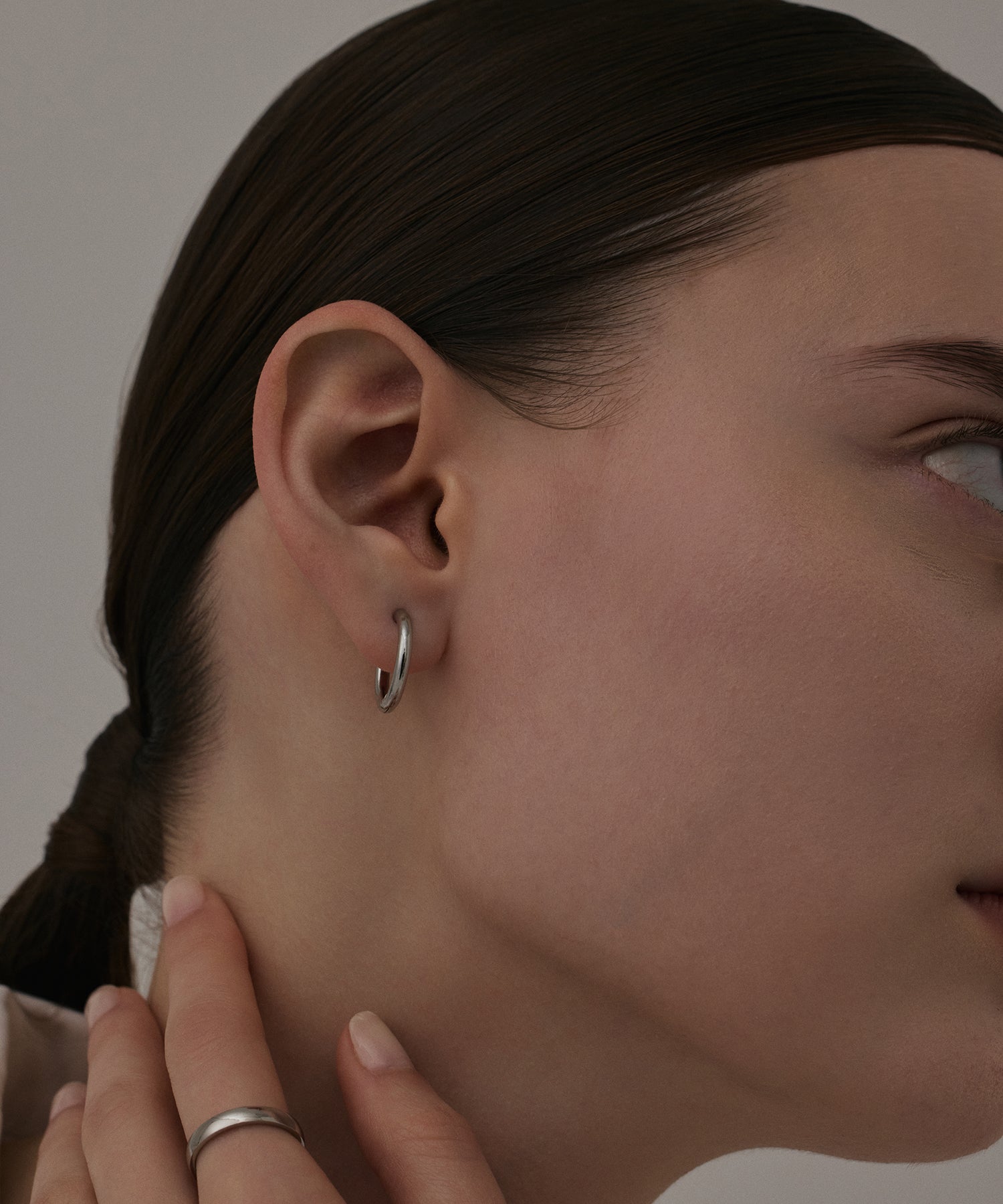 シルバー ワンタッチループイヤリング(medium) 金属アレルギー対応 サージカルステンレス