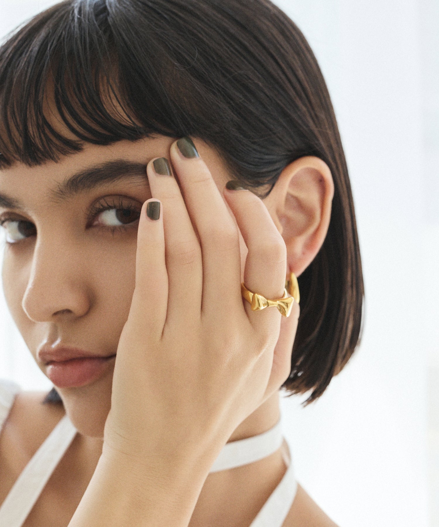 ゴールド ロックリボンリング 金属アレルギー対応 サージカルステンレス