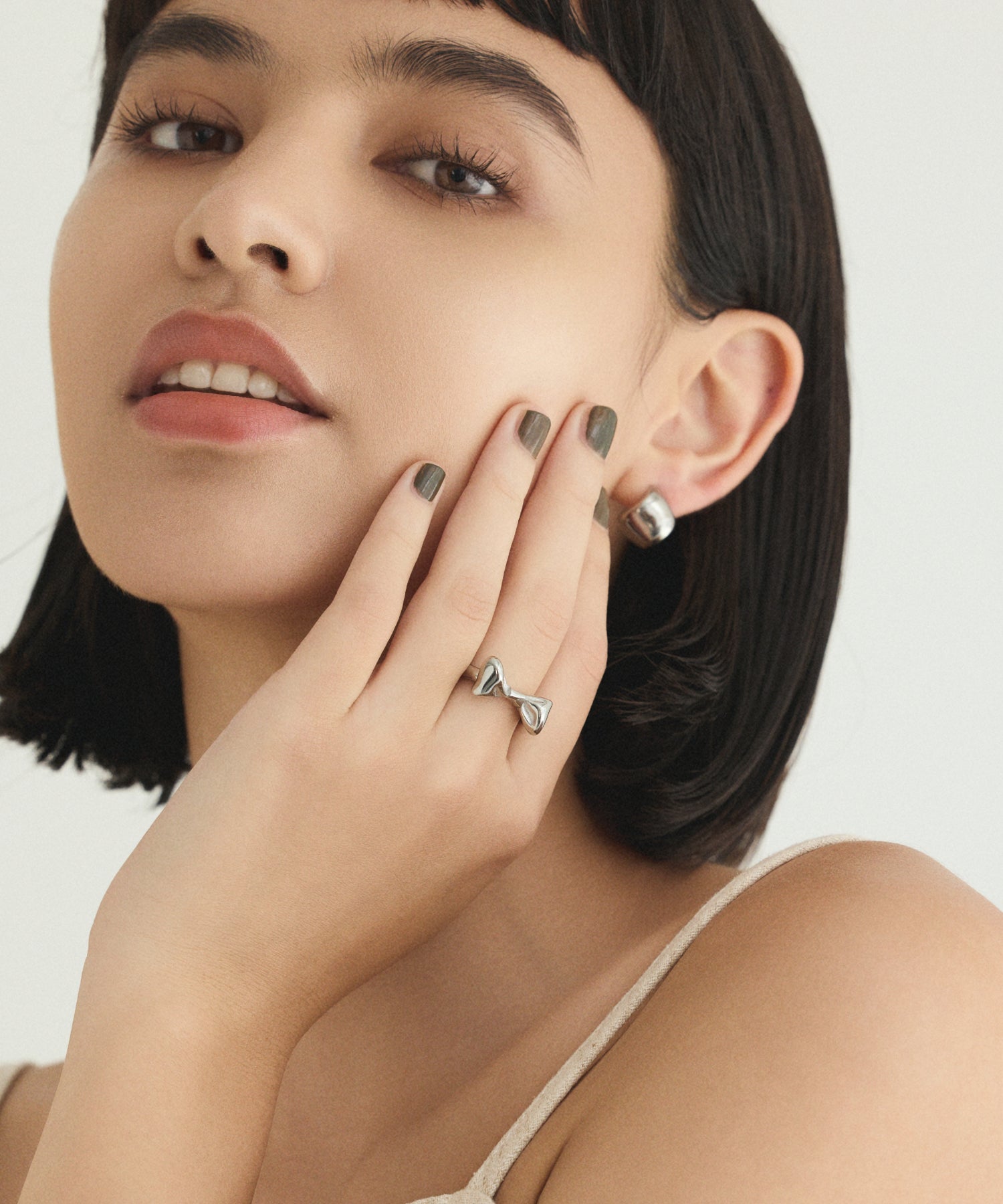 シルバー ロックリボンリング 金属アレルギー対応 サージカルステンレス