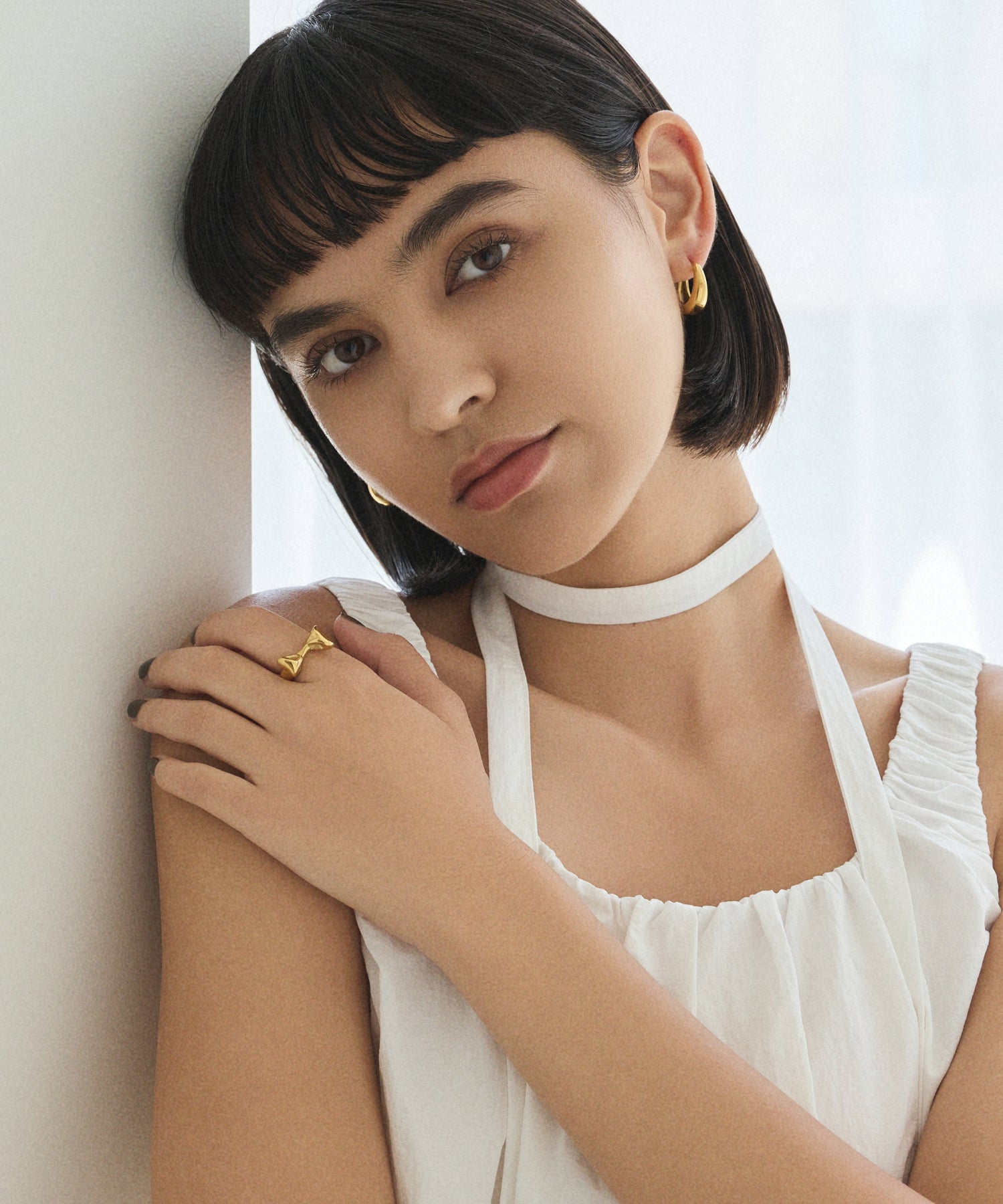 ゴールド ドロップフープピアス(big) 金属アレルギー対応 サージカルステンレス