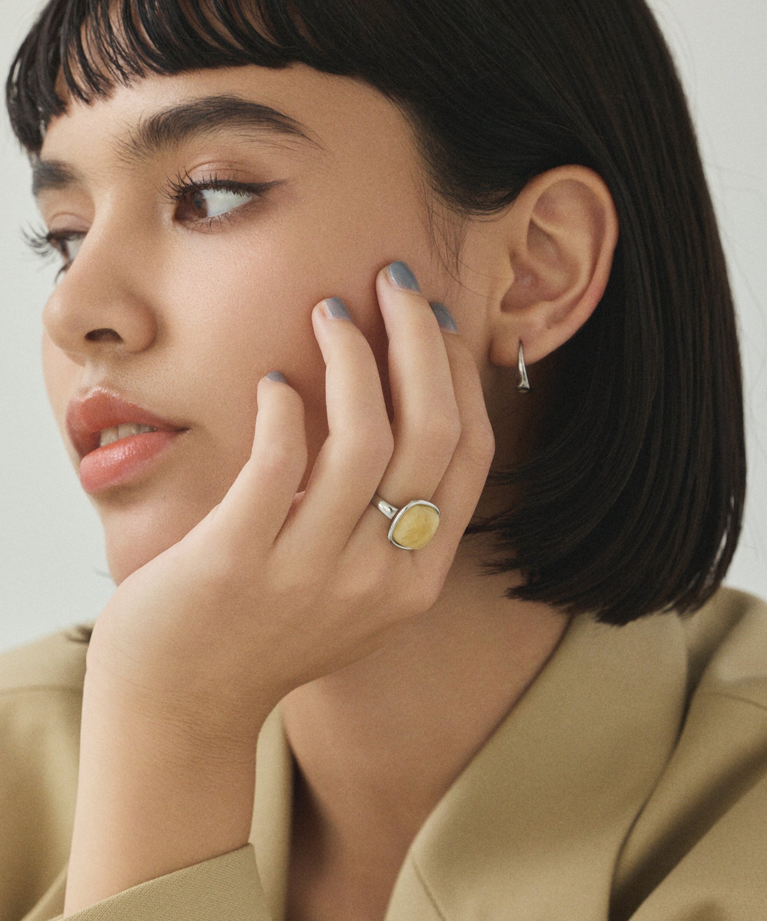 シルバー スクエアストーンリング 金属アレルギー対応 サージカルステンレス