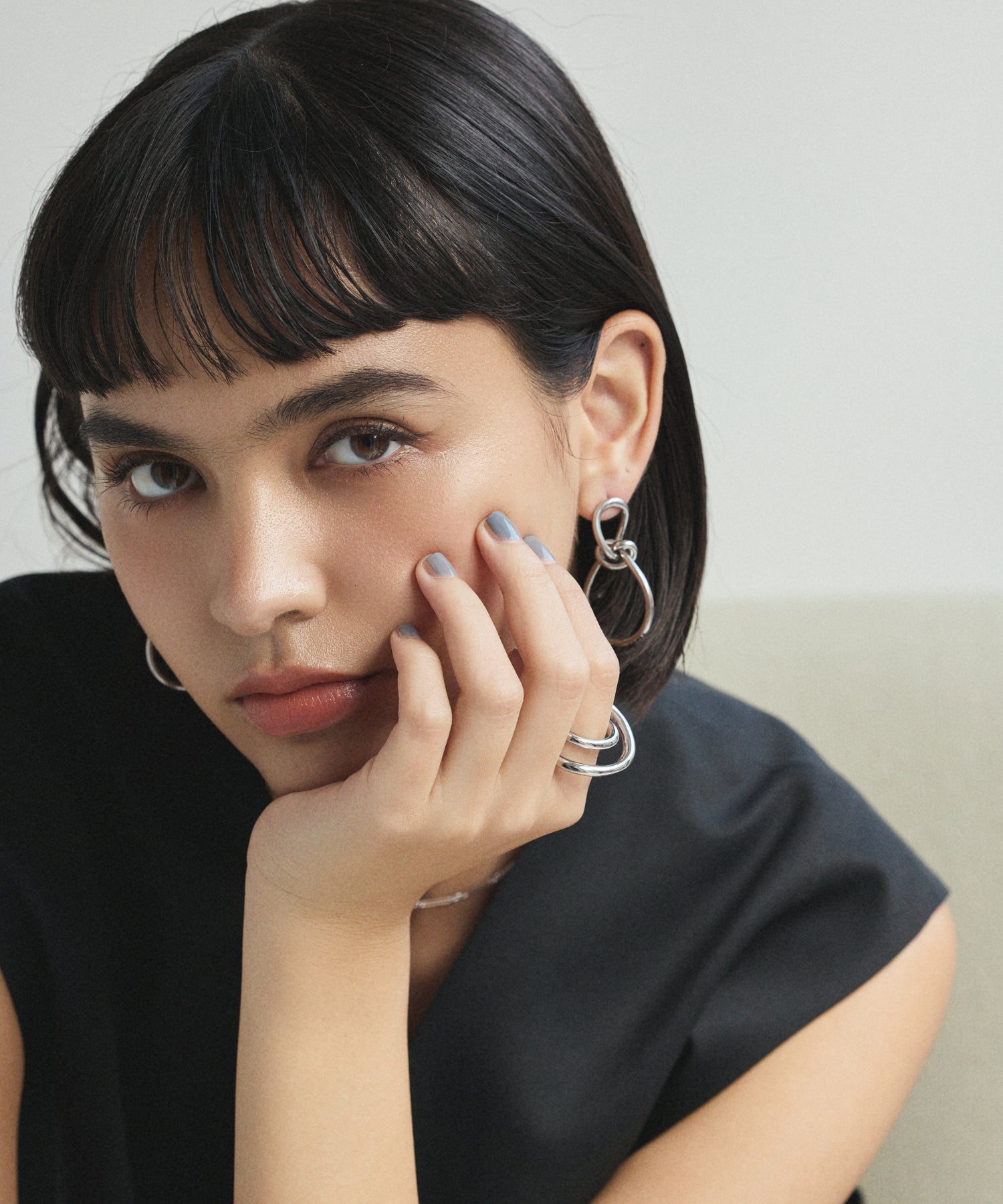 シルバー ノットリンクピアス 金属アレルギー対応 サージカルステンレス