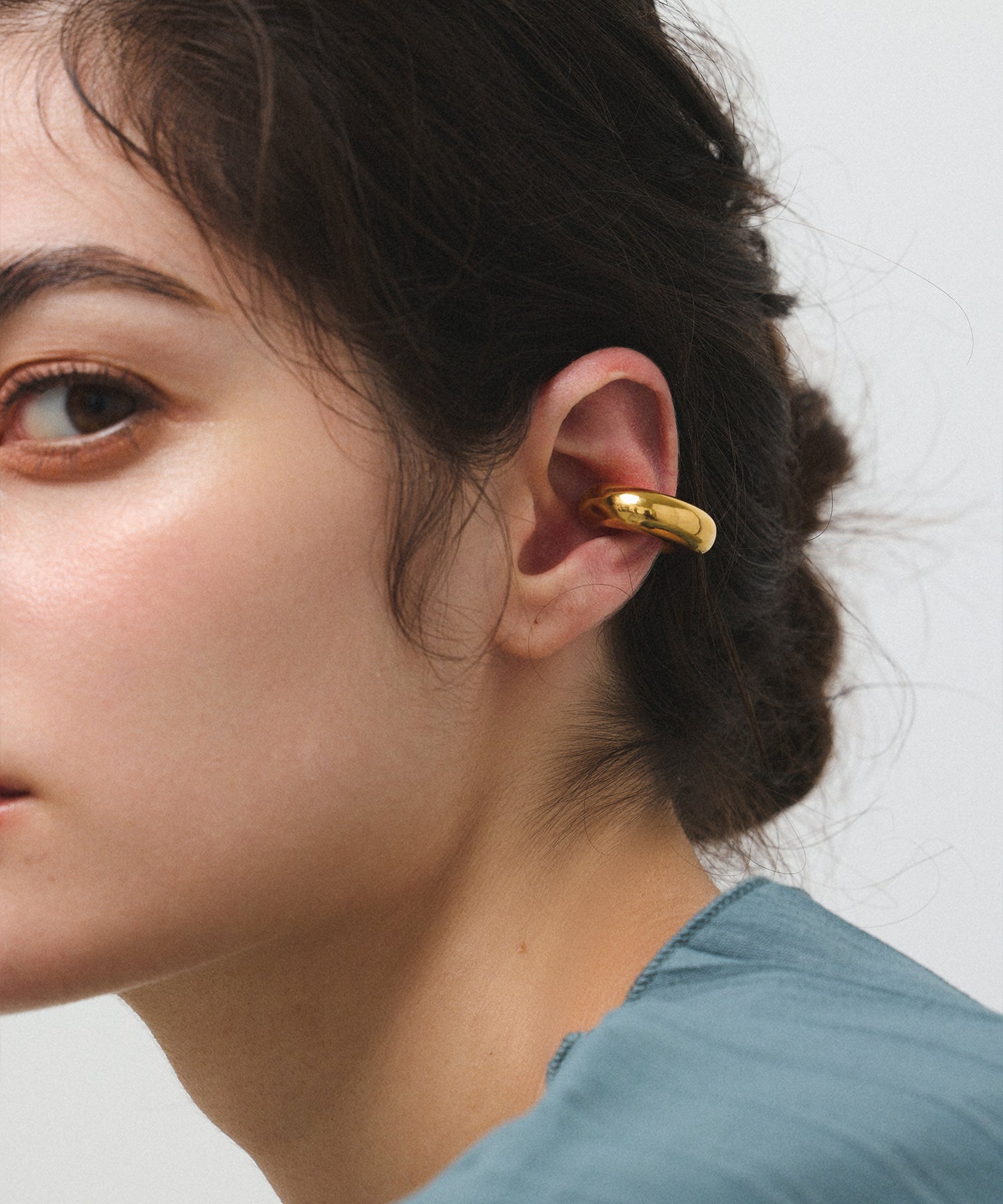 ゴールド ボリュームイヤーカフ(small) 金属アレルギー対応 サージカルステンレス