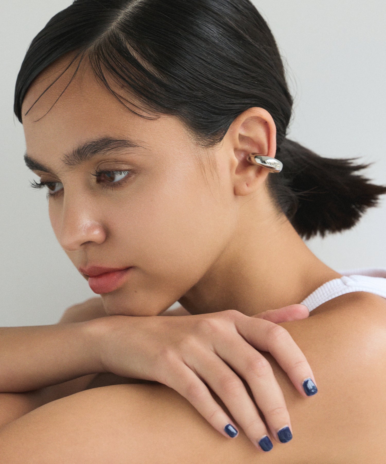 シルバー ボリュームイヤーカフ(small) 金属アレルギー対応 サージカルステンレス