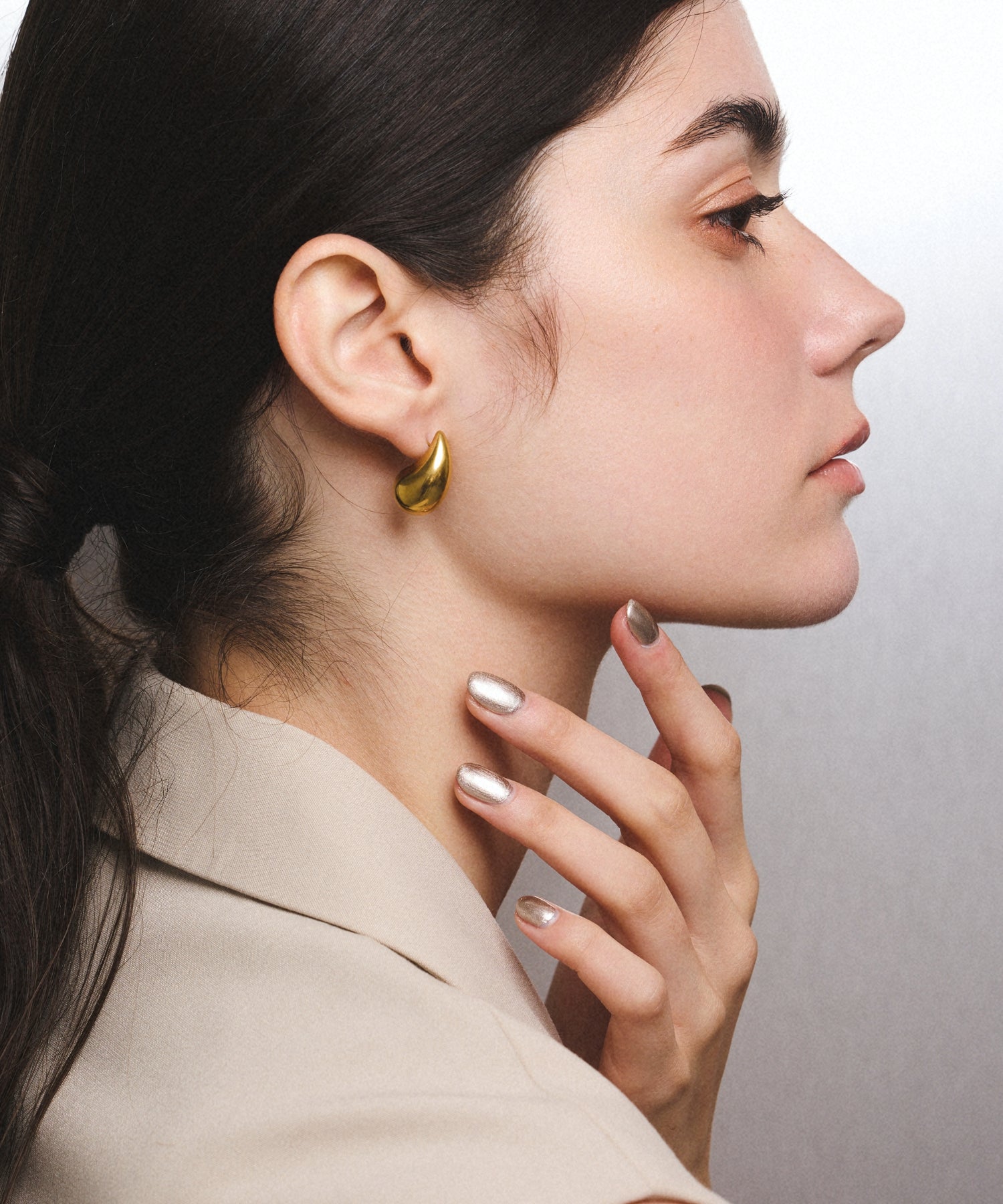 ゴールド ソリッドドロップピアス 金属アレルギー対応 サージカルステンレス