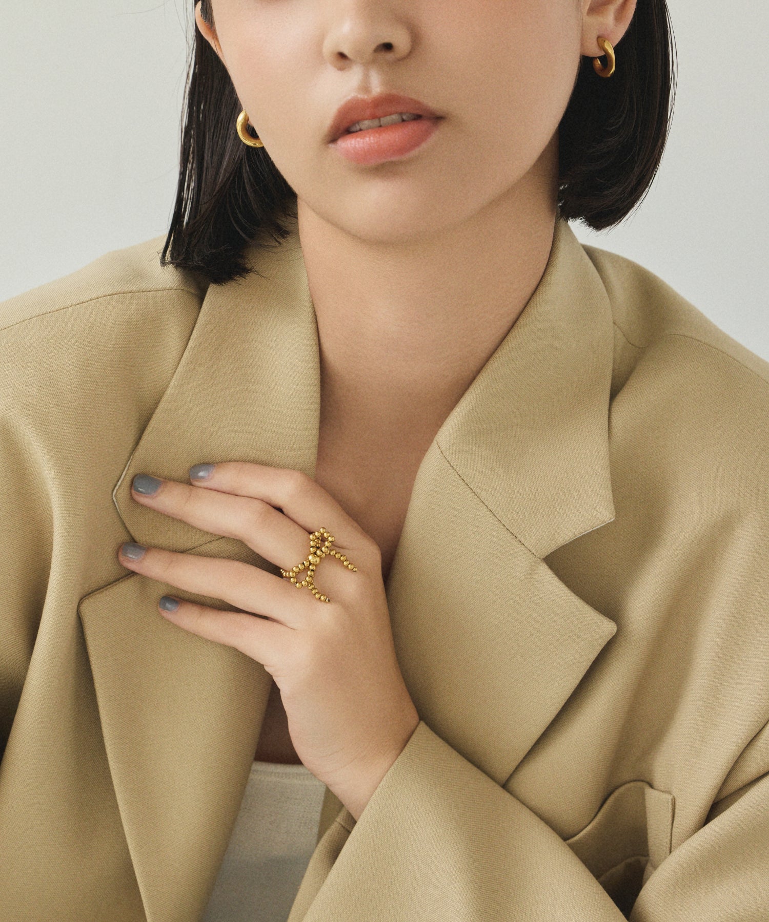 ゴールド リボンボールリング 金属アレルギー対応 サージカルステンレス