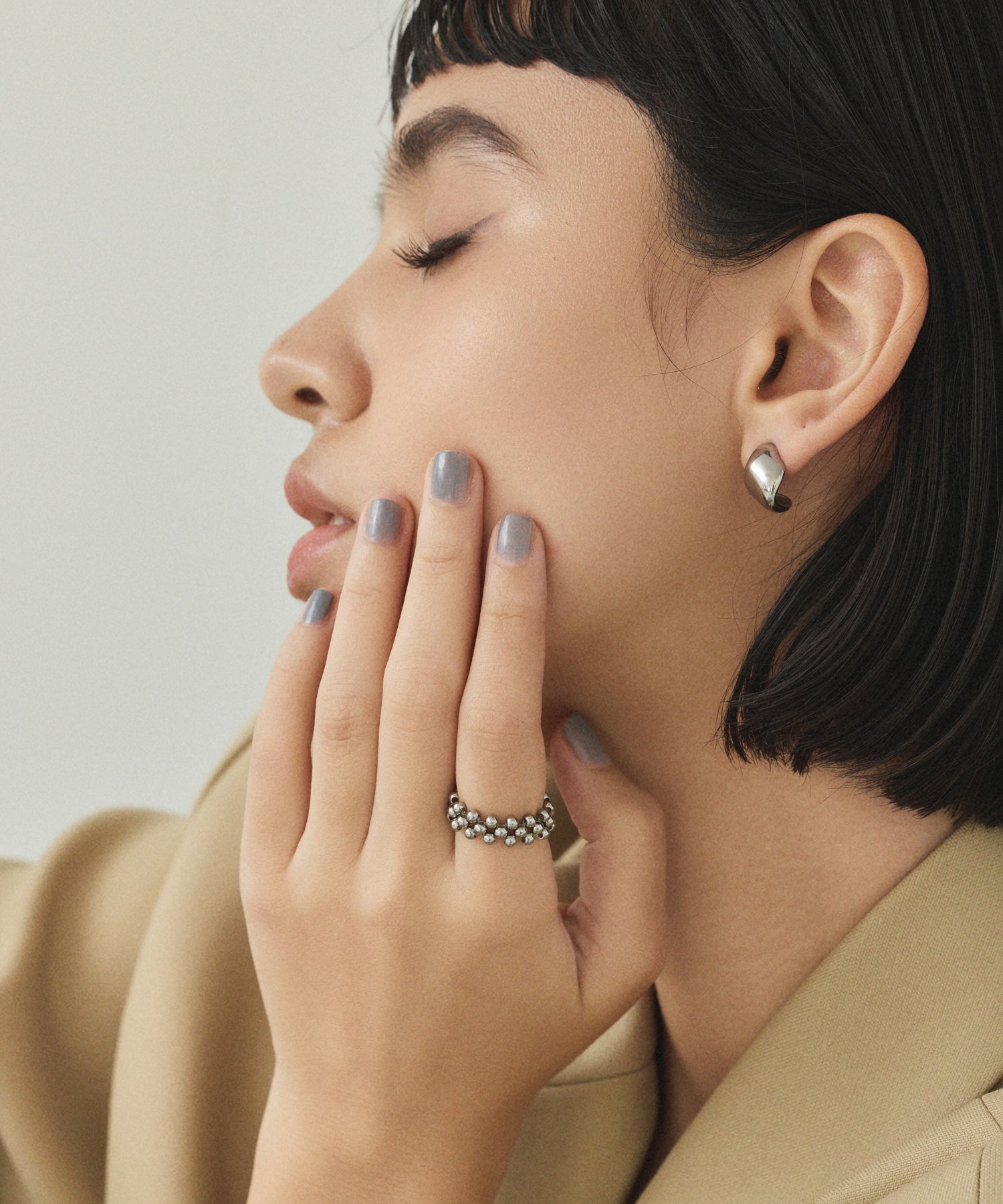 シルバー クロシェボールリング 金属アレルギー対応 サージカルステンレス